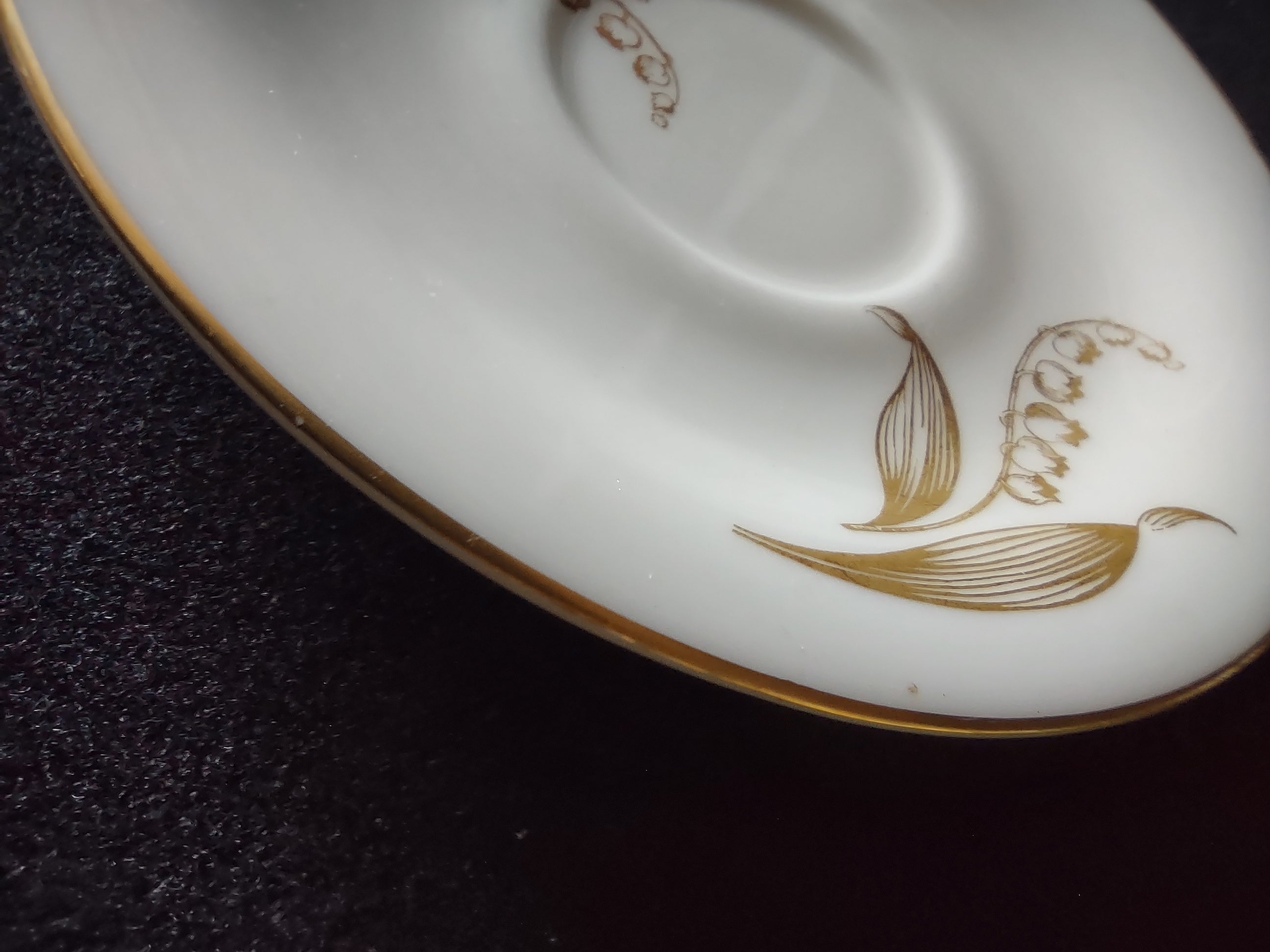 Vintage Castleton China Gold Lily of the Valley Cup & Saucer Set [6913]