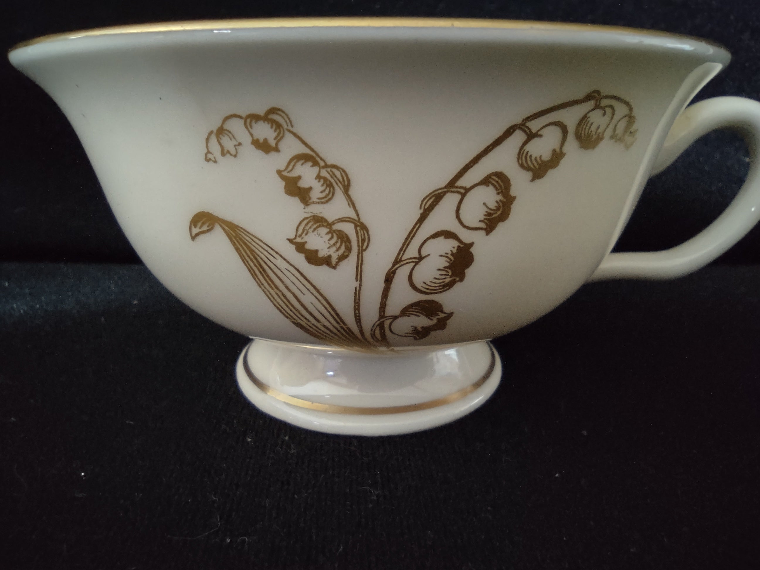 Vintage Castleton China Gold Lily of the Valley Cup & Saucer Set [6913]