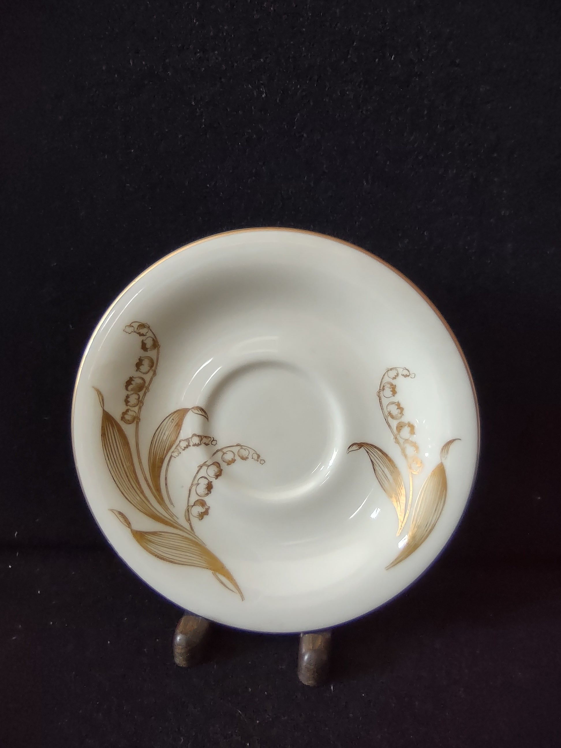 Castleton China Lily of the Valley saucer with ruler showing 6 inch diameter