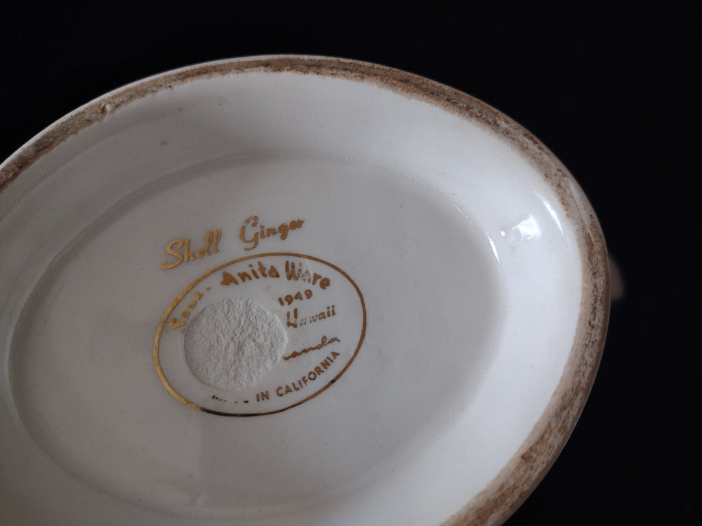 Santa Anita Ware Shell Ginger teapot spout side view
