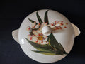 Santa Anita Ware Shell Ginger lid close-up showing red-tipped blooms