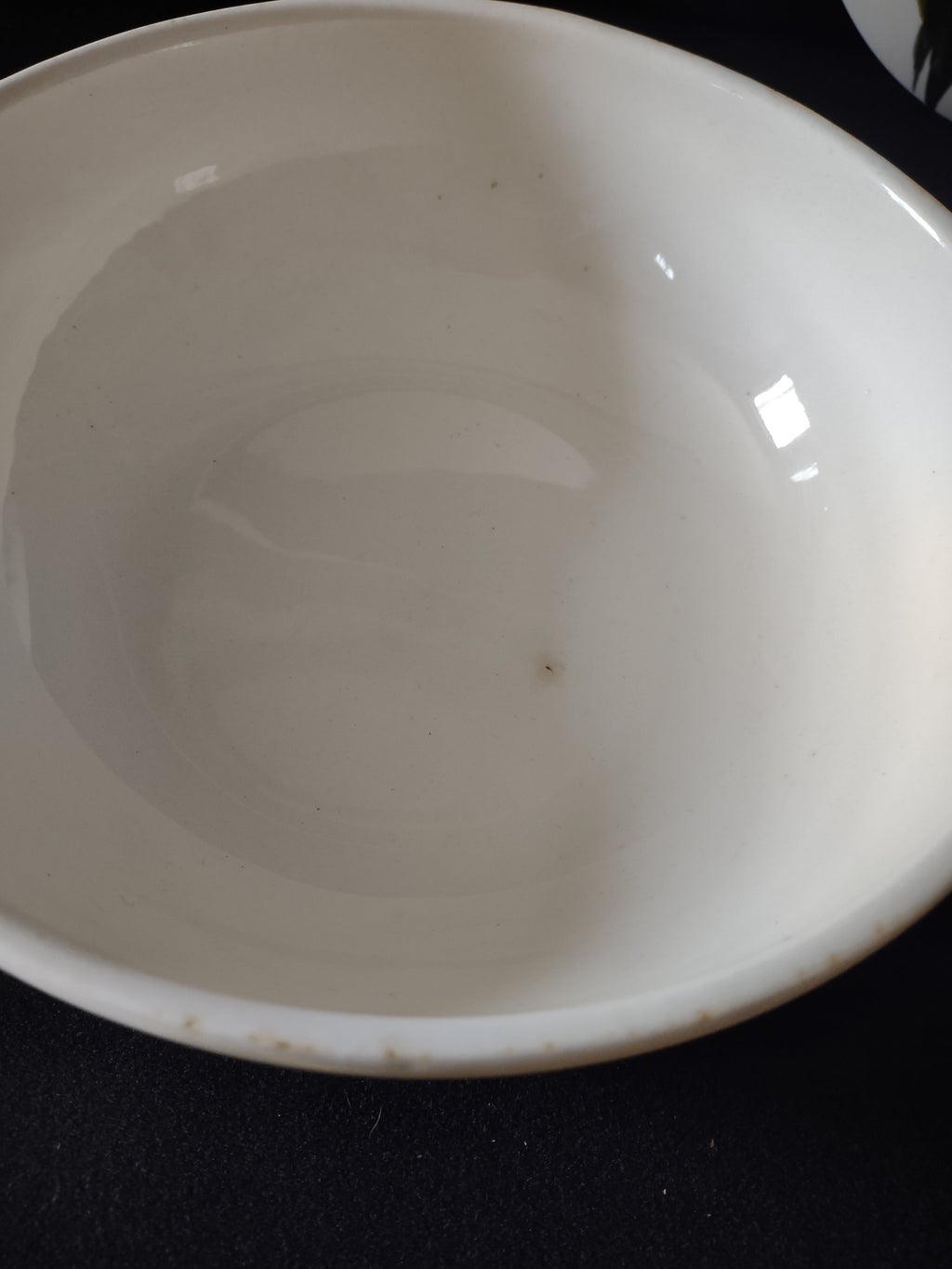 Santa Anita Ware Shell Ginger covered vegetable bowl handle showing discoloration
