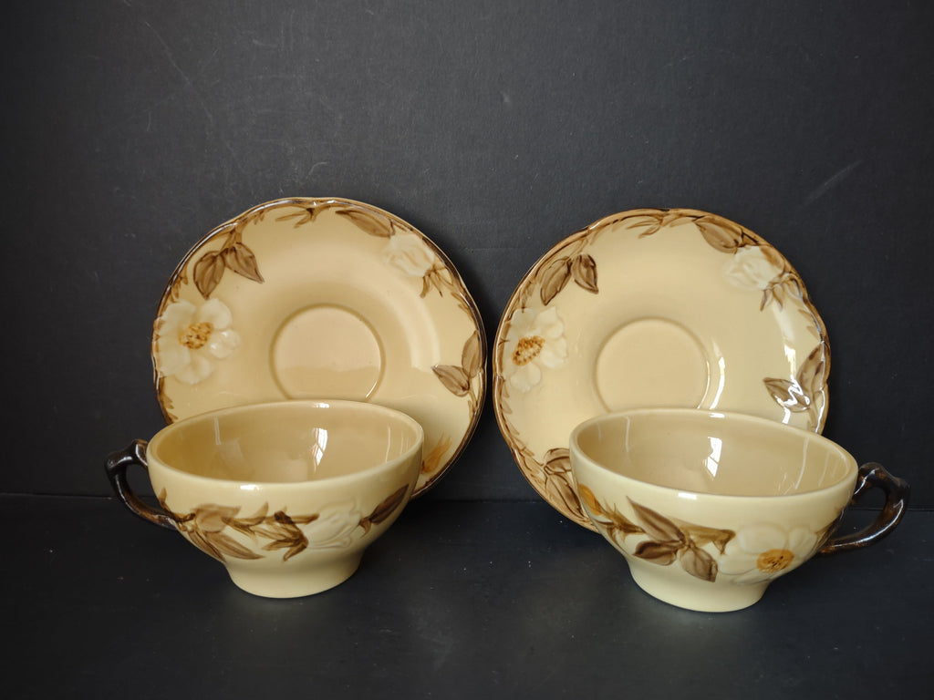 Franciscan Wild Rose cup and saucer top view showing interior discoloration