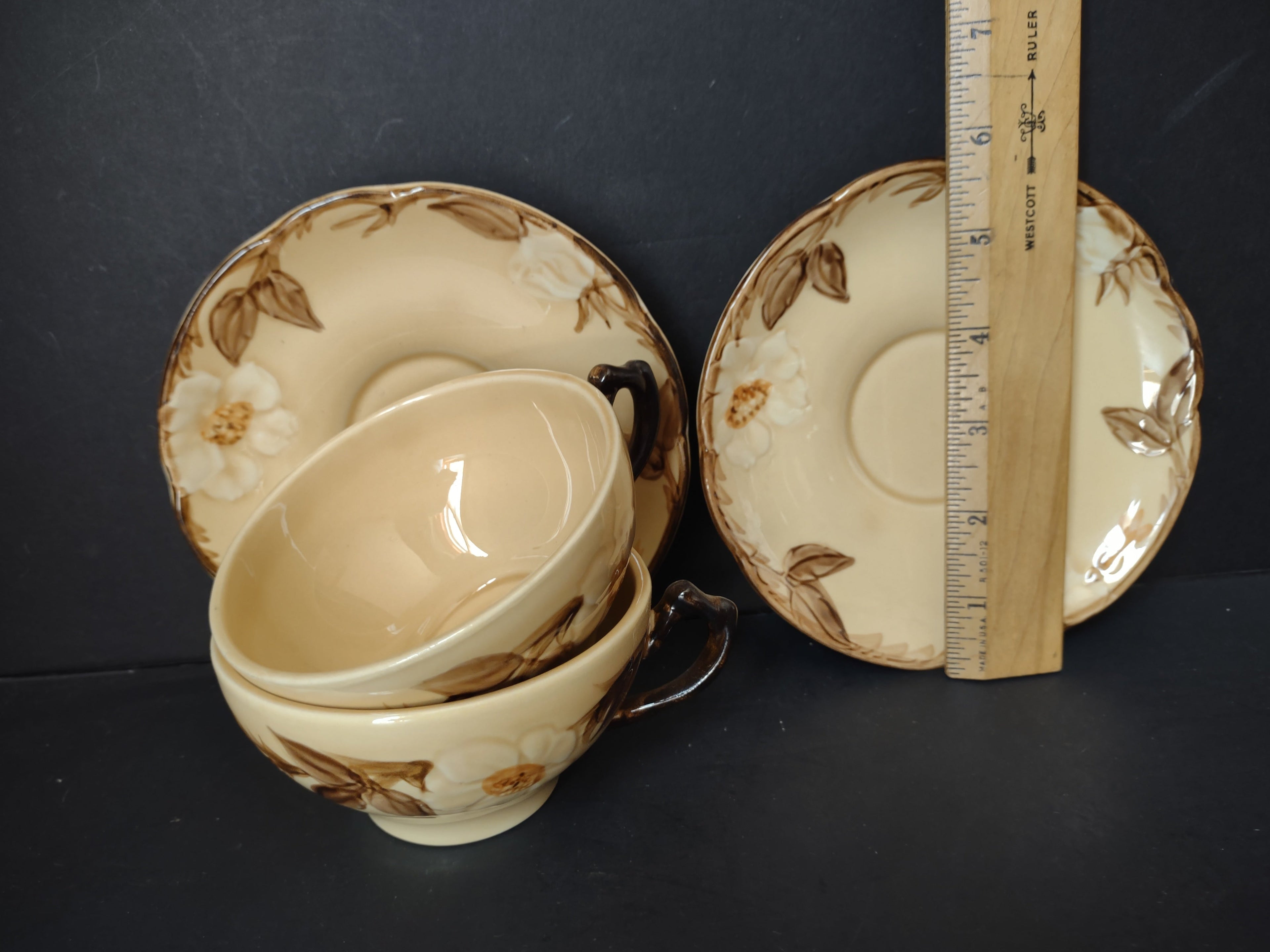 Franciscan Wild Rose two cup and saucer sets alternate angle