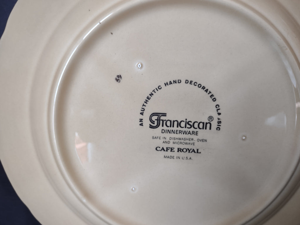 Franciscan Cafe Royal rim soup bowl top view showing full camellia pattern around rim