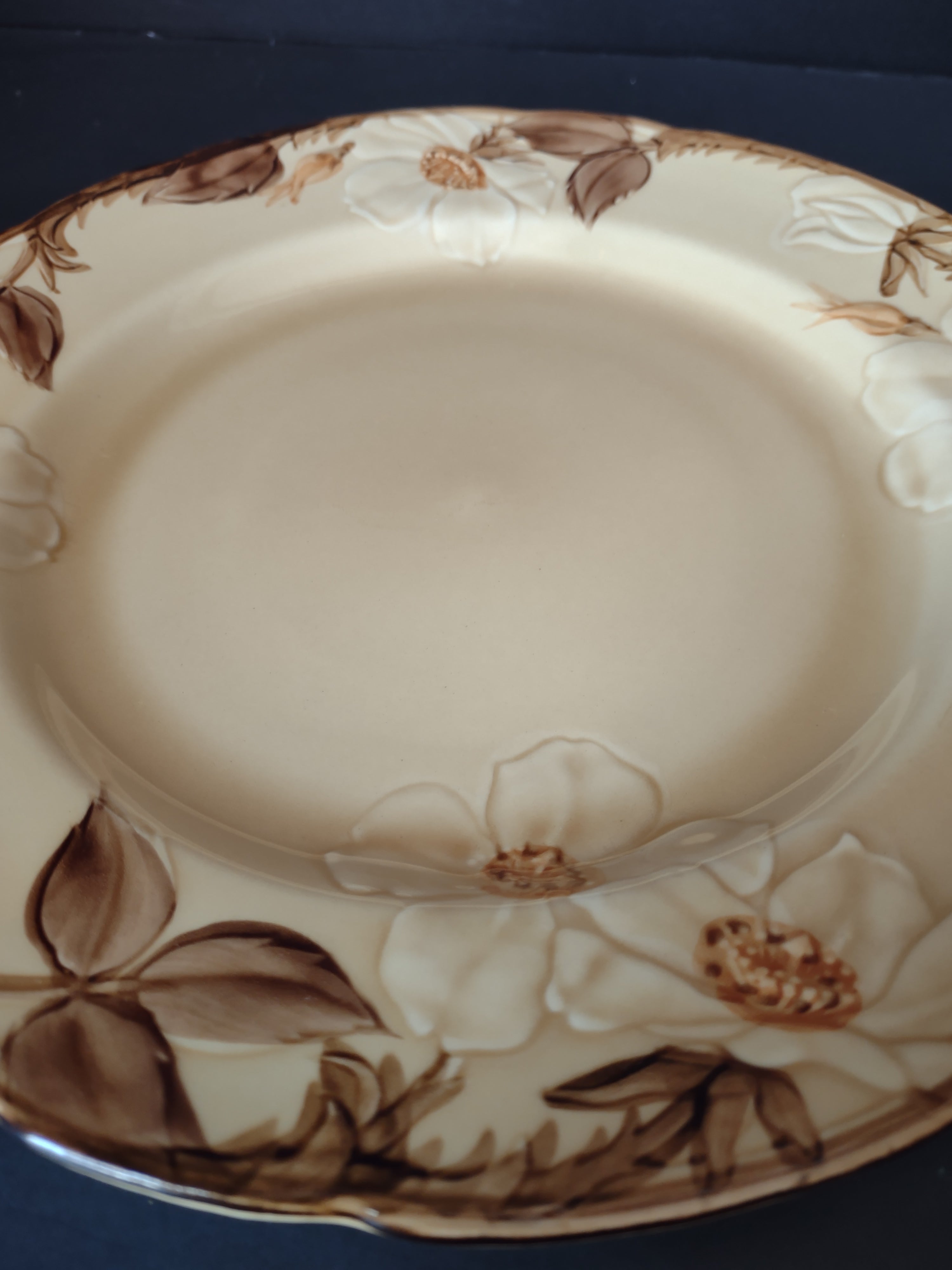 Franciscan Cafe Royal rim soup bowl additional angle showing cream glaze and gold trim