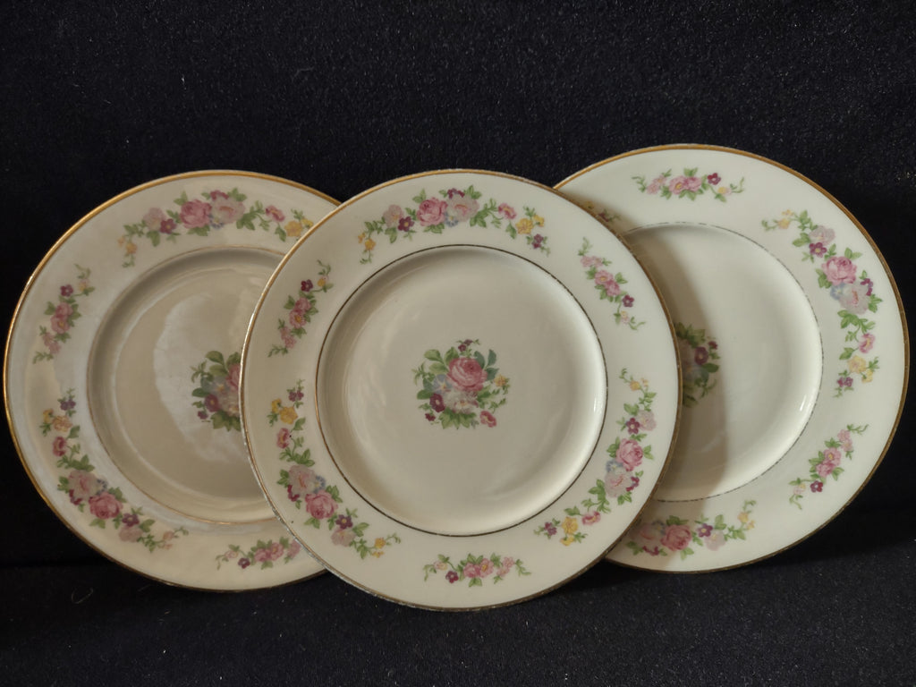 Vintage Lamberton China Dolly Madison Pink Rose Plate Set of 3 [6819]