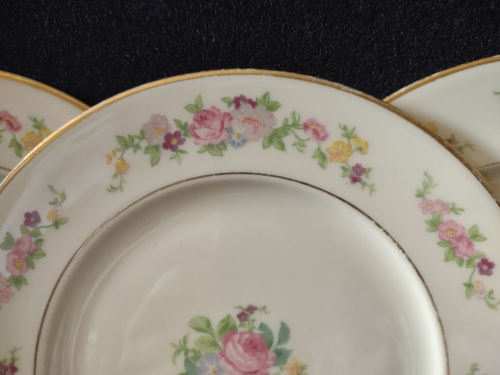 Vintage Lamberton China Dolly Madison Pink Rose Plate Set of 3 [6819]