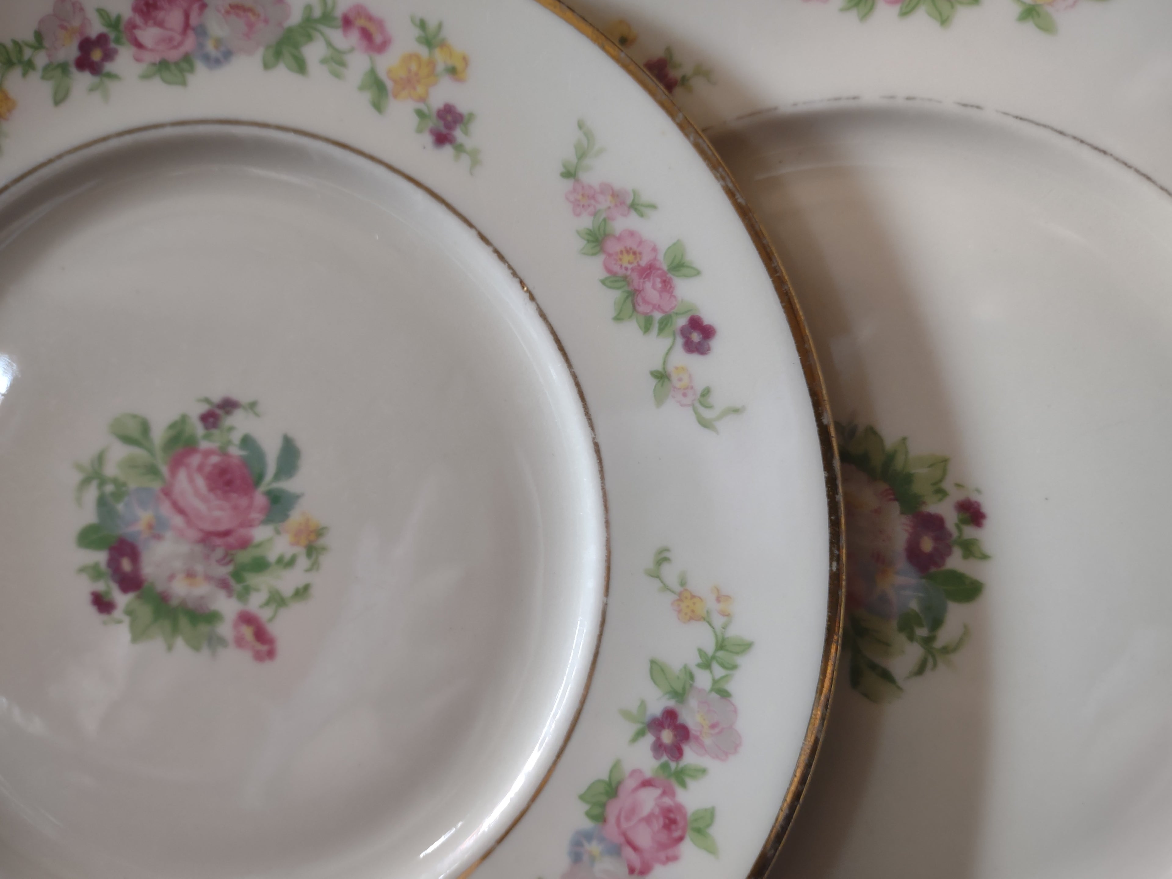Vintage Lamberton China Dolly Madison Pink Rose Plate Set of 3 [6819]