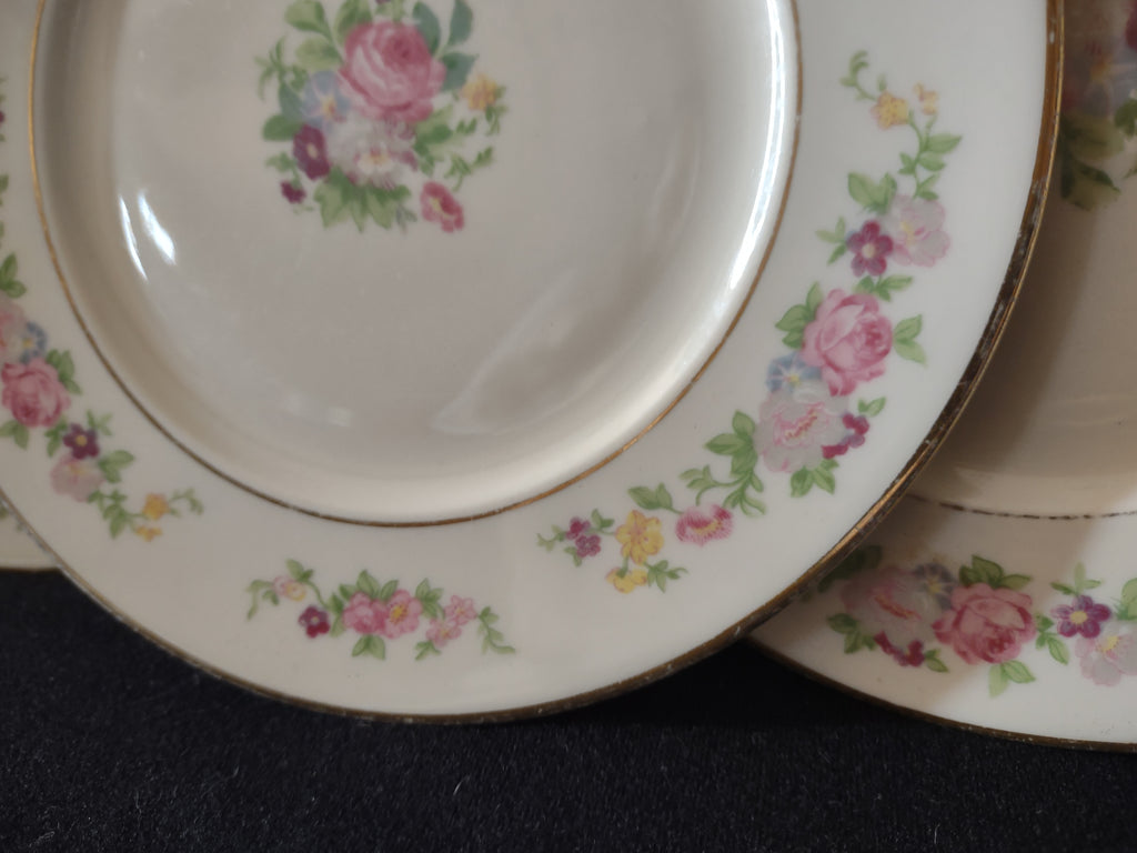 Vintage Lamberton China Dolly Madison Pink Rose Plate Set of 3 [6819]