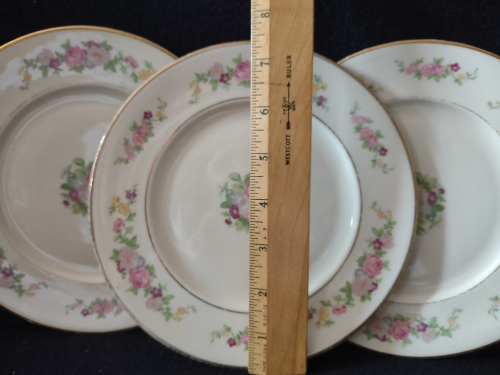 Vintage Lamberton China Dolly Madison Pink Rose Plate Set of 3 [6819]