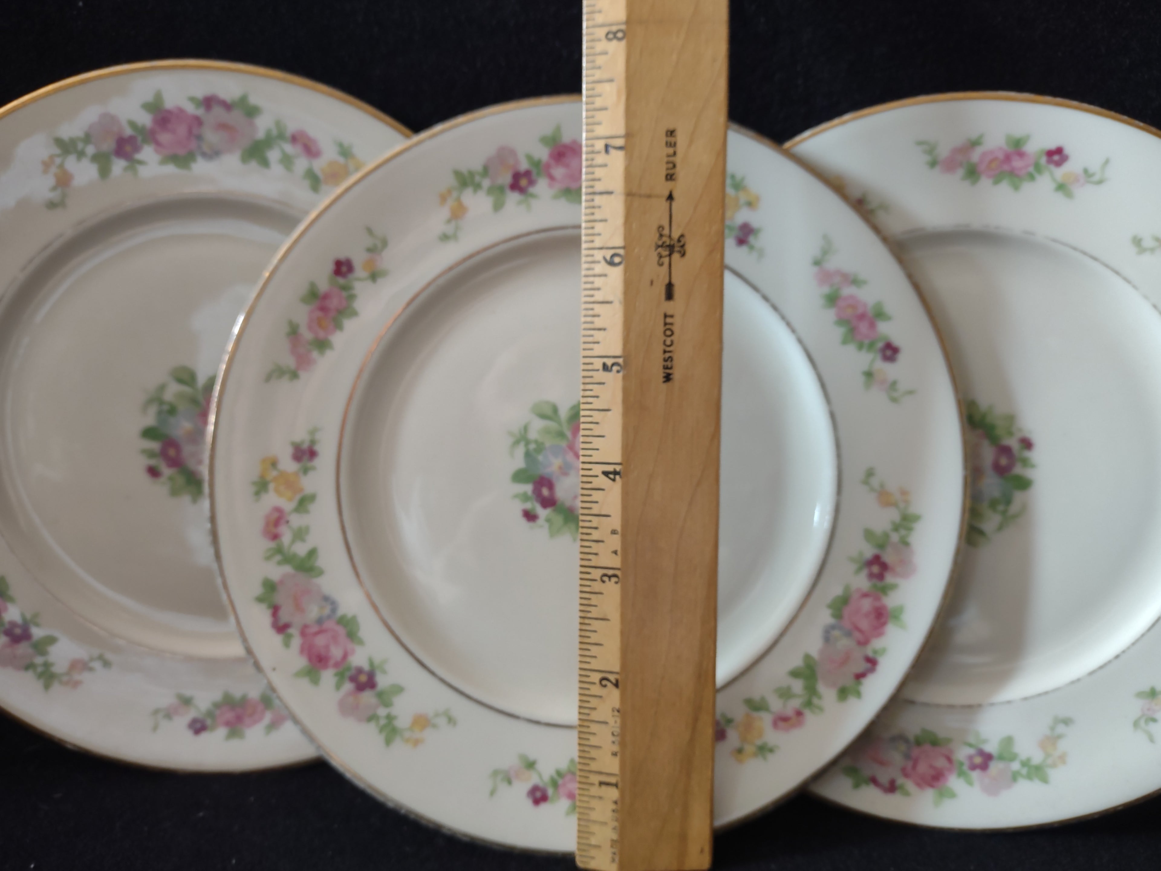 Vintage Lamberton China Dolly Madison Pink Rose Plate Set of 3 [6819]