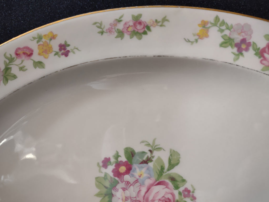 Vintage Lamberton China Dolly Madison Oval Serving Platter Blue Stamp[6917]