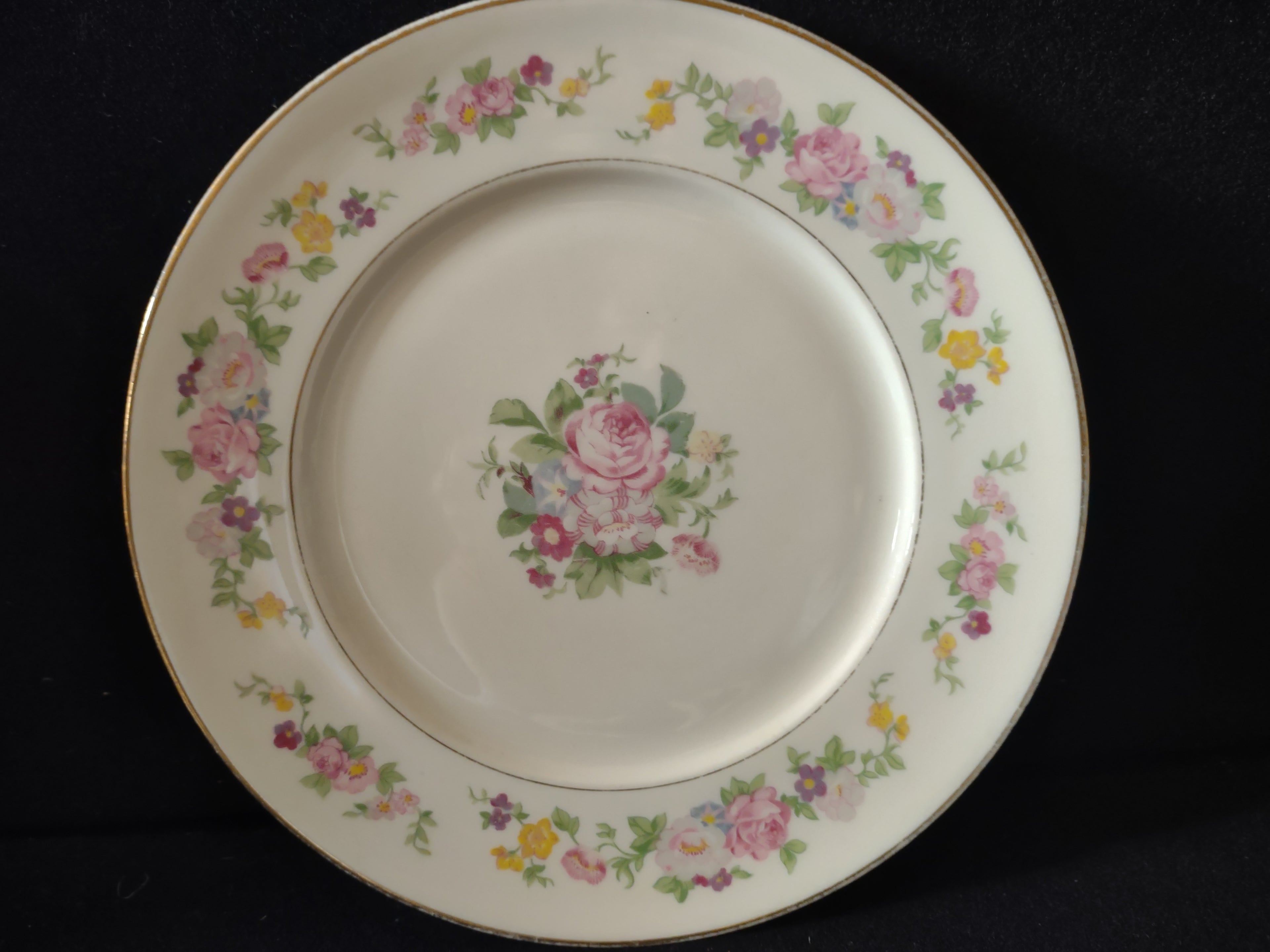 Vintage Lamberton China Dolly Madison Floral Pink Rose Dinner Plate [6916]