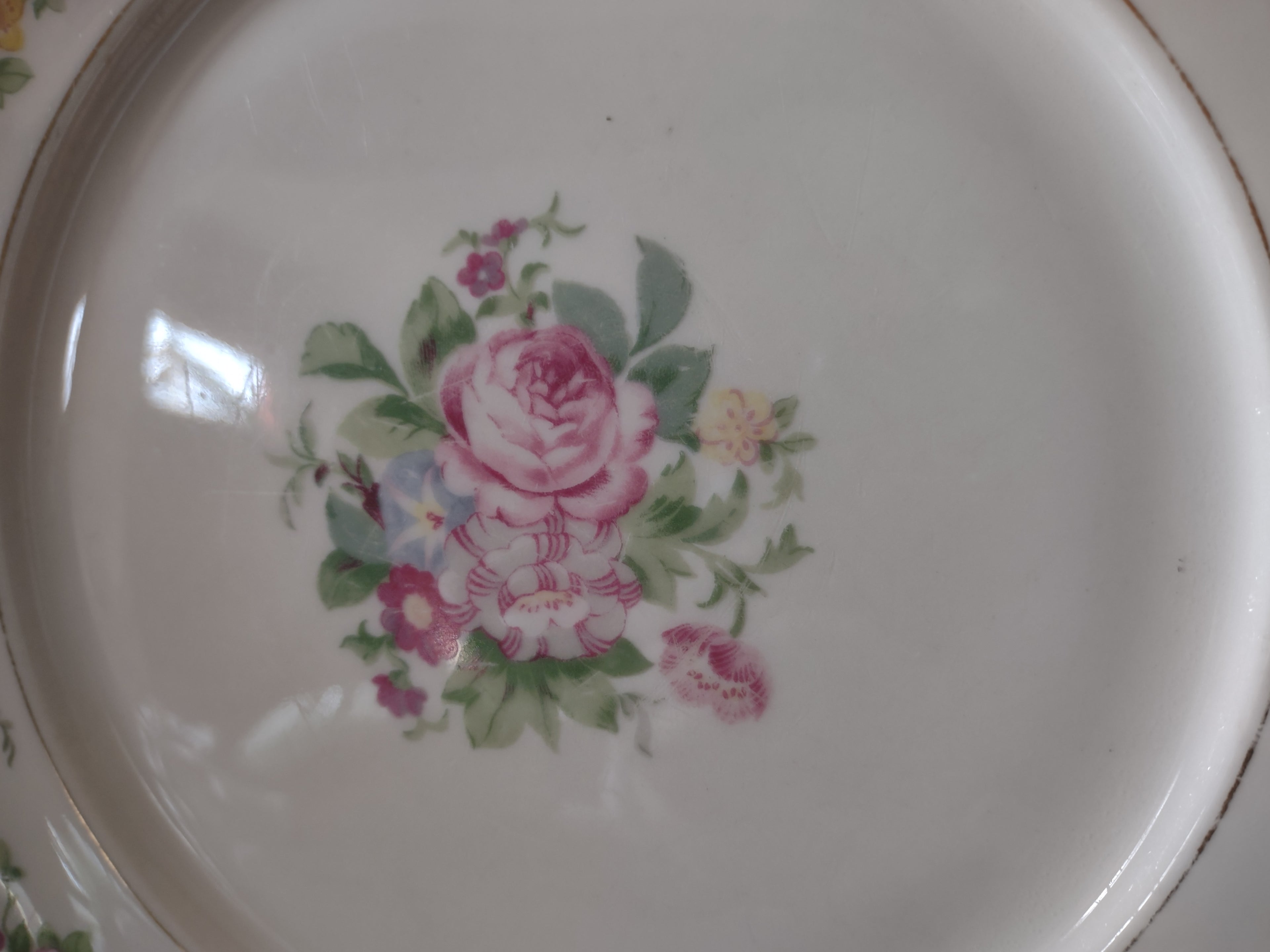 Vintage Lamberton China Dolly Madison Floral Pink Rose Dinner Plate [6916]