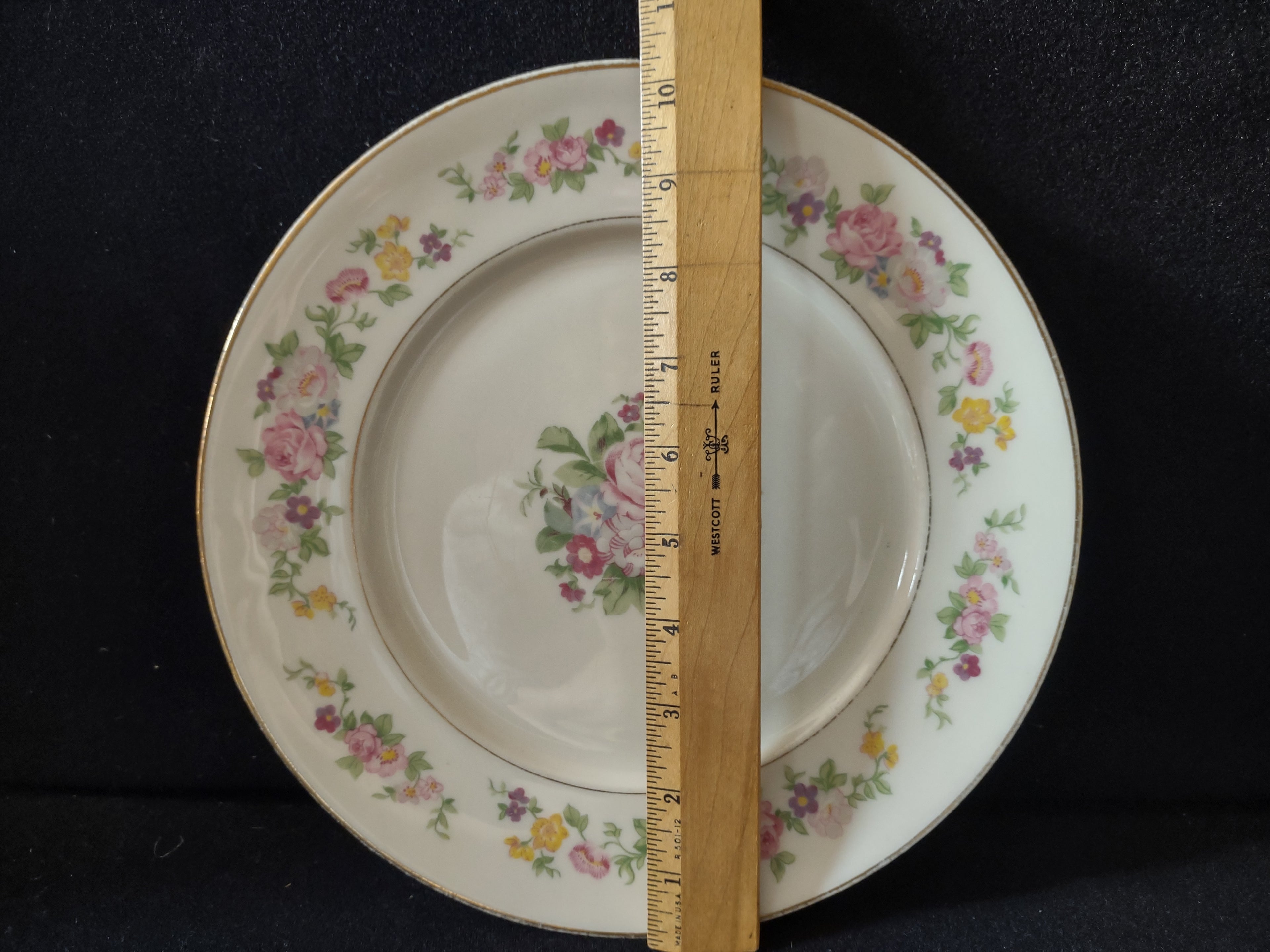 Vintage Lamberton China Dolly Madison Floral Pink Rose Dinner Plate [6916]