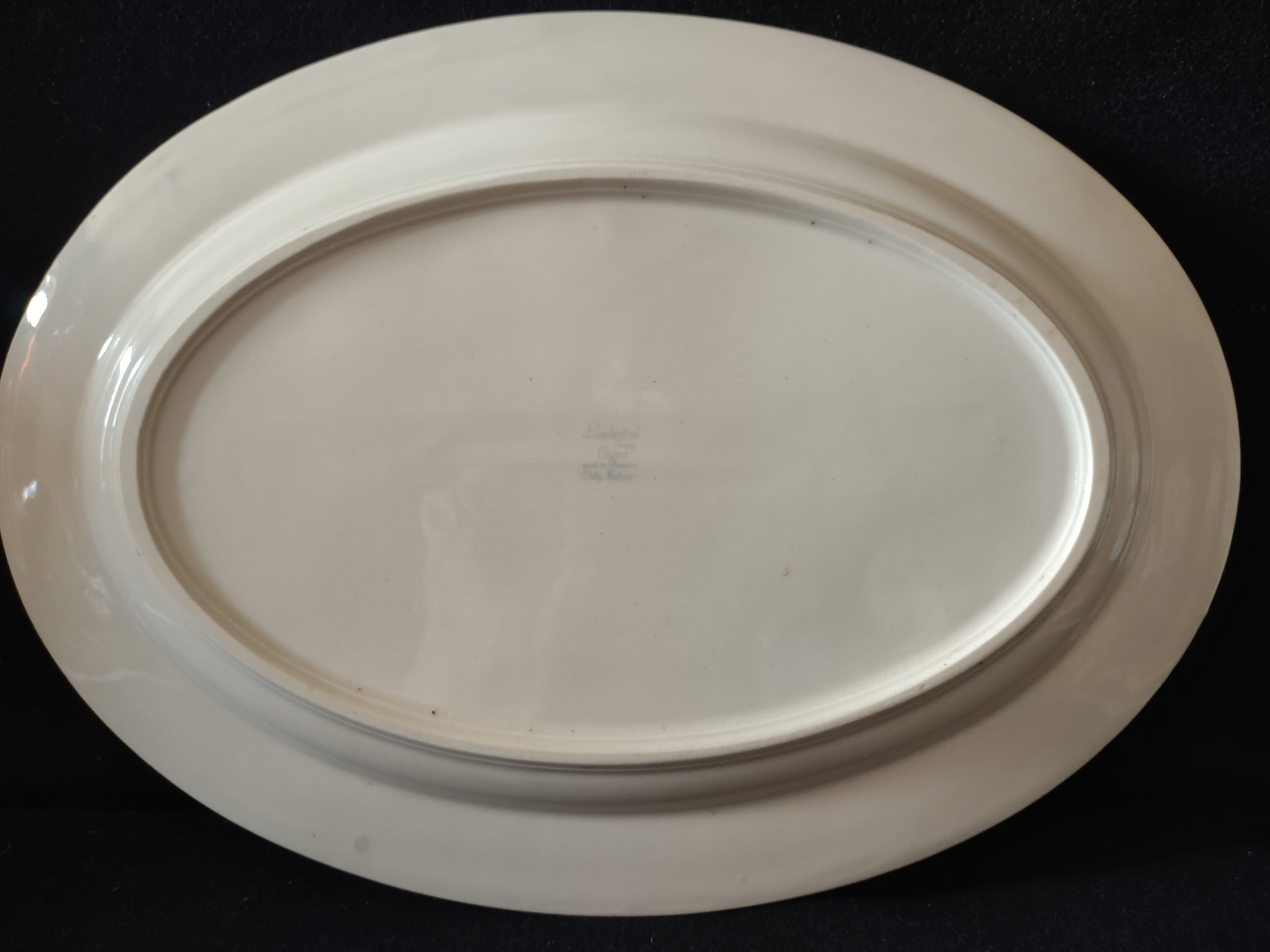 Vintage Lamberton China Dolly Madison Oval Serving Platter Grey Stamp [6915]