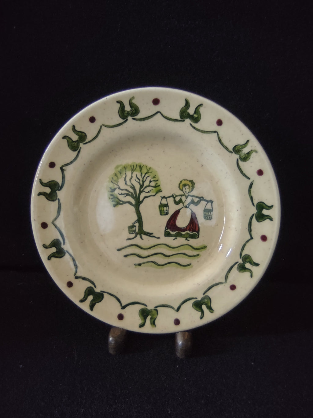 Vintage Metlox Poppytrail Homestead Provincial Green & Red Plate [6921]