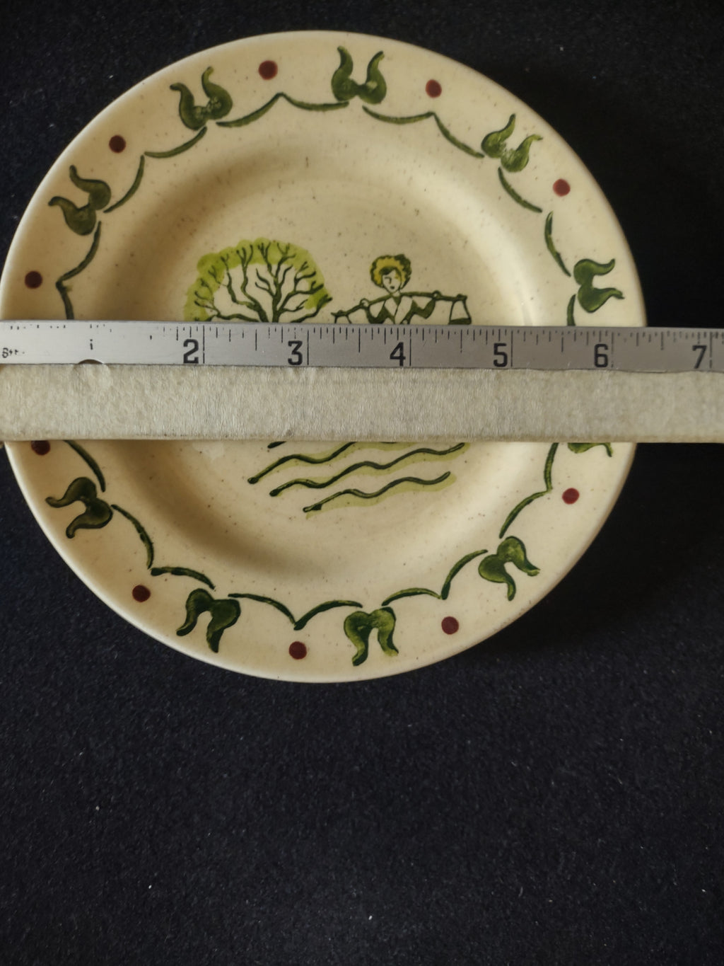 Vintage Metlox Poppytrail Homestead Provincial Green & Red Plate [6921]