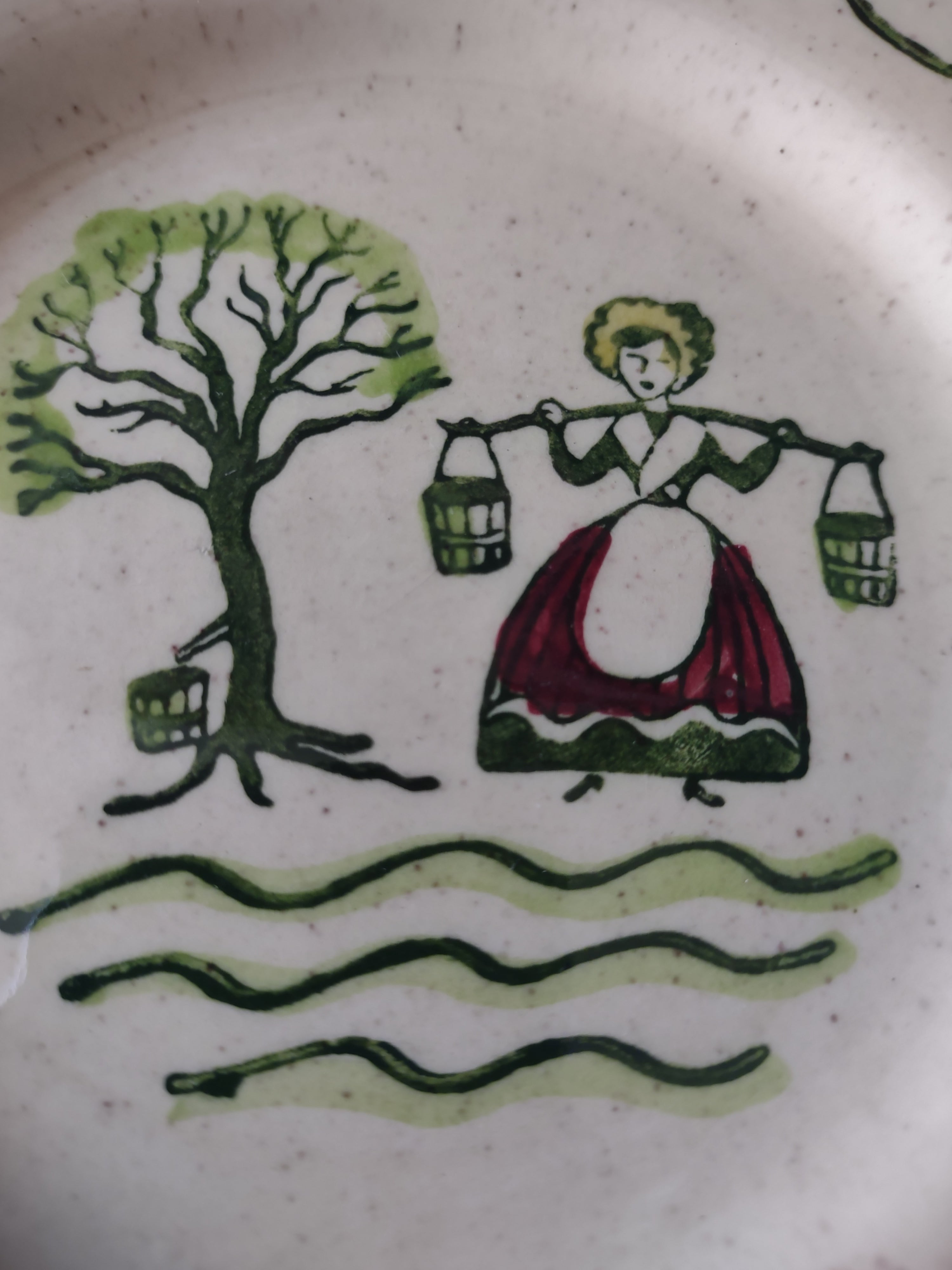 Vintage Metlox Poppytrail Homestead Provincial Green & Red Plate [6921]