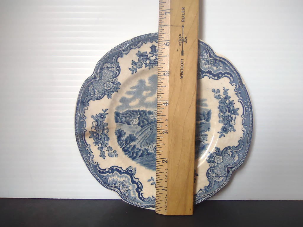 Johnson Bros Old Britain Castles blue transferware plate front view close
