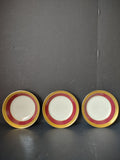 Syracuse China Old Ivory crimson red gold filigree single plate close-up