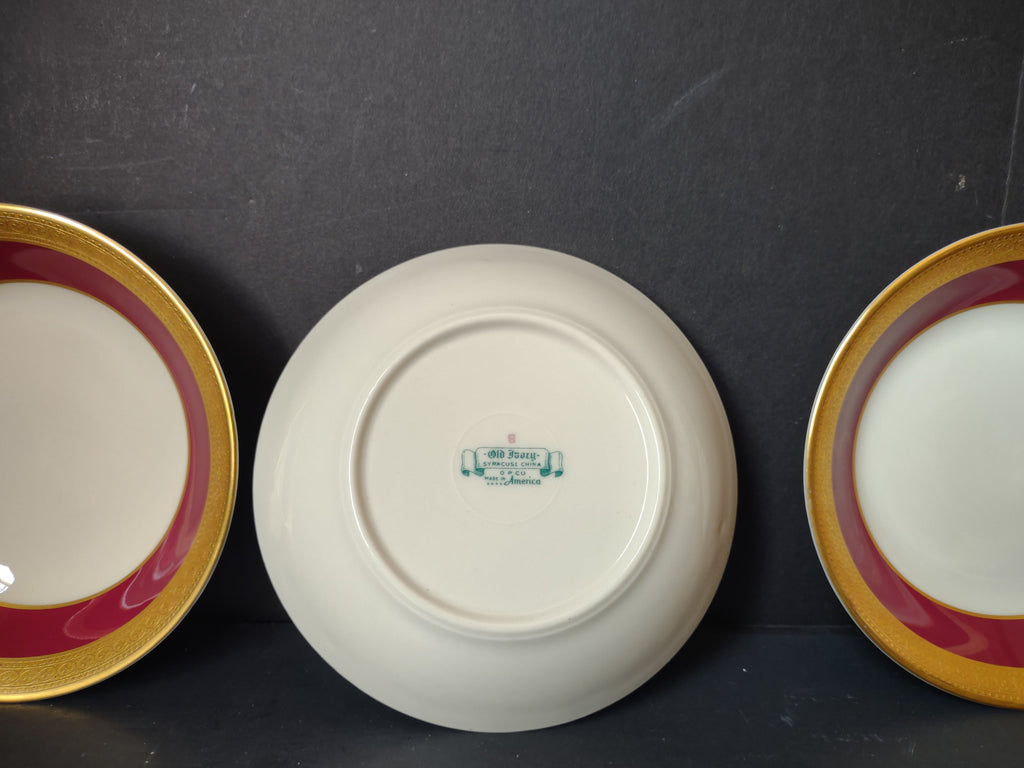 Syracuse China plate with ruler showing approximately 5 inch diameter