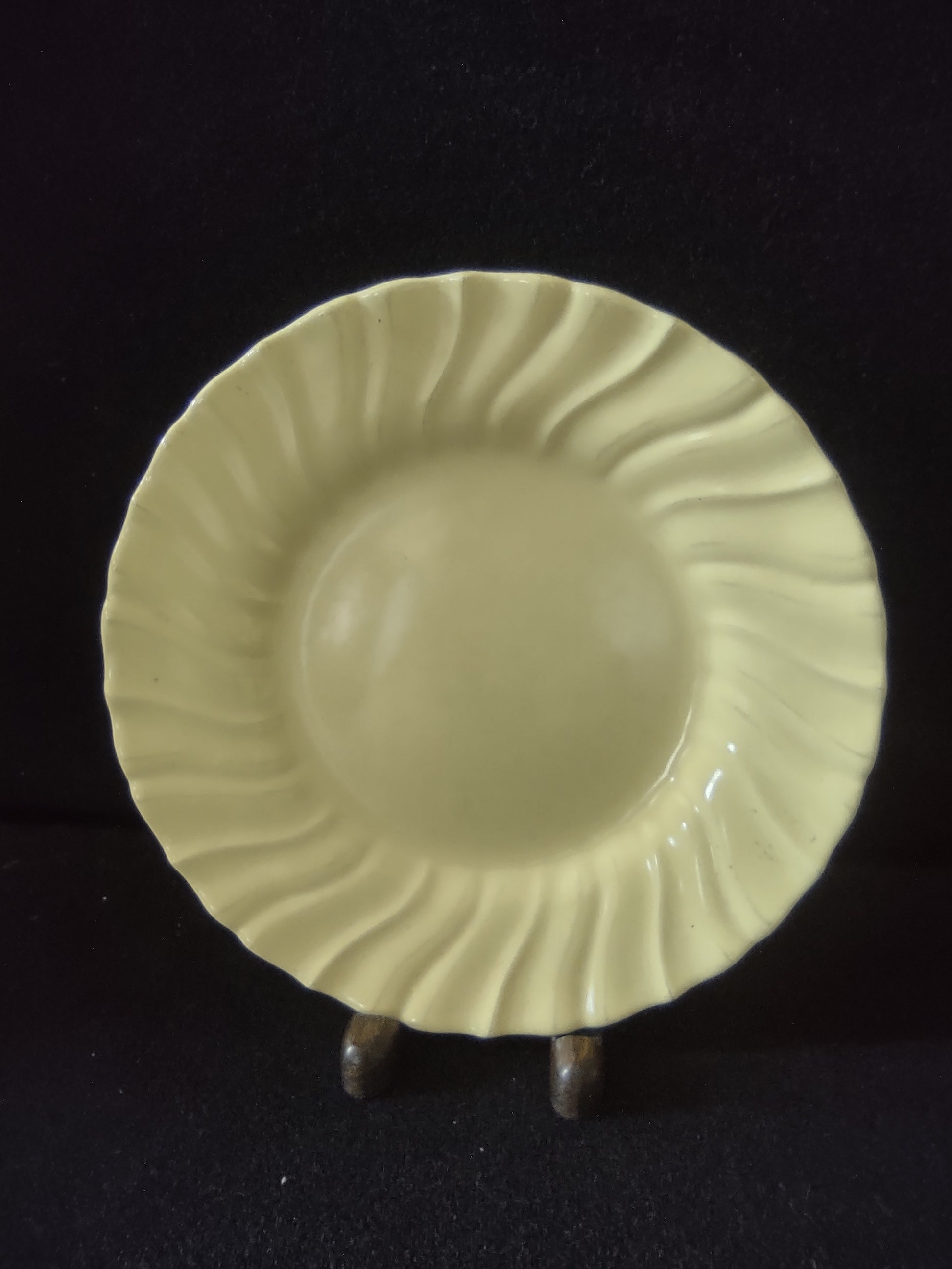 Close-up of Franciscan Ware backstamp on base - Made in California USA with chip on foot ring