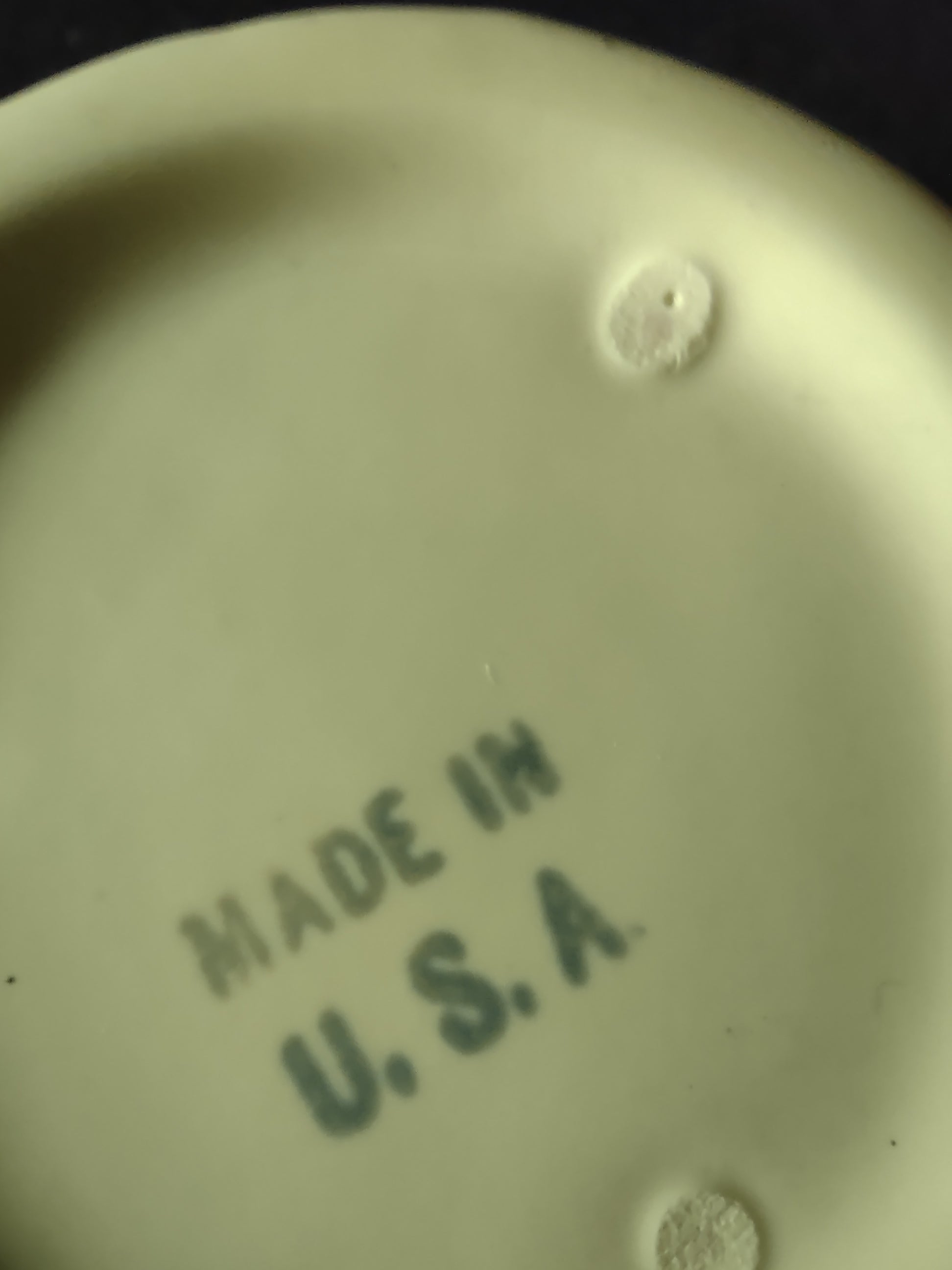 Vintage Franciscan Ware Swirl yellow cream soup bowl, top view showing swirl interior