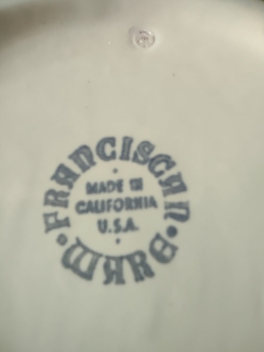 Vintage Franciscan Ware Swirl Cream Bowl - close-up of Franciscan Made in California USA backstamp