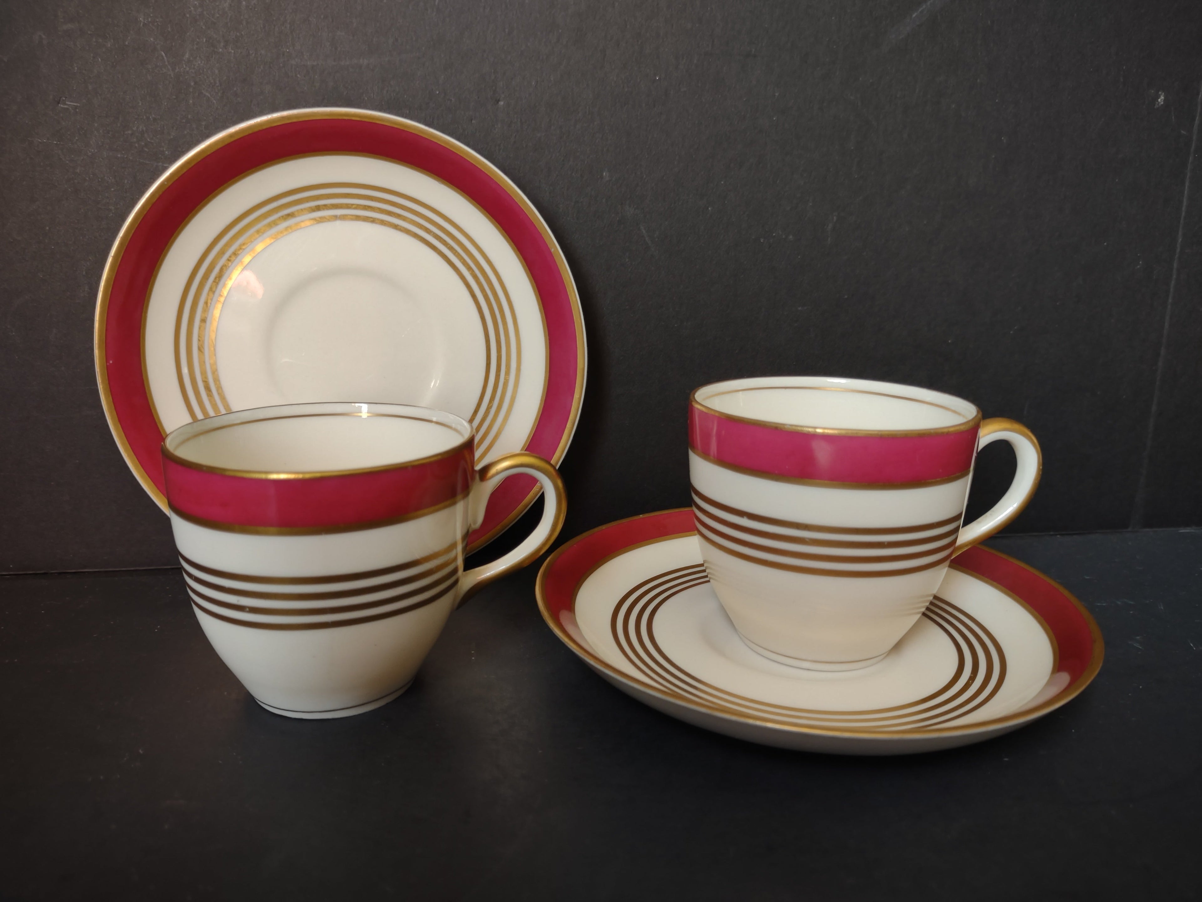 Warwick China demitasse cups and saucers showing backstamp Made in USA
