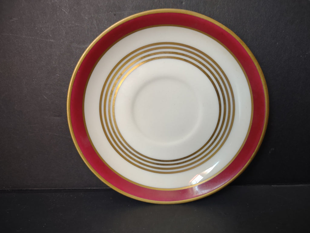 Vintage Warwick China Crimson Red & Gold Demitasse Saucer [6941]
