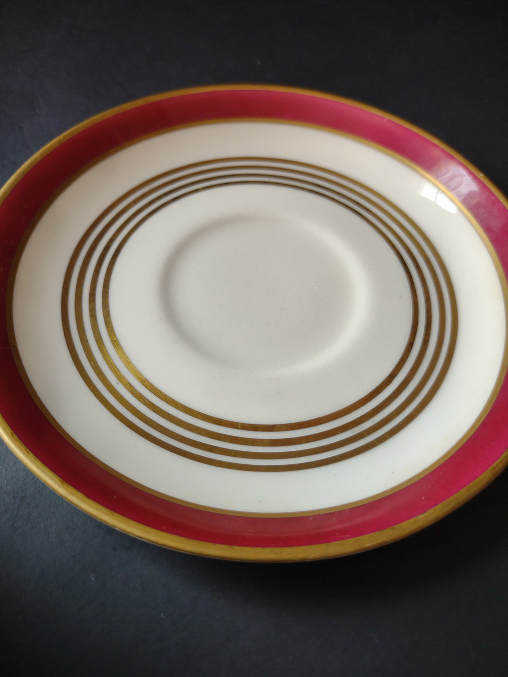 Vintage Warwick China Crimson & Gold Formal Cup & Saucer Set of 2 [6940]