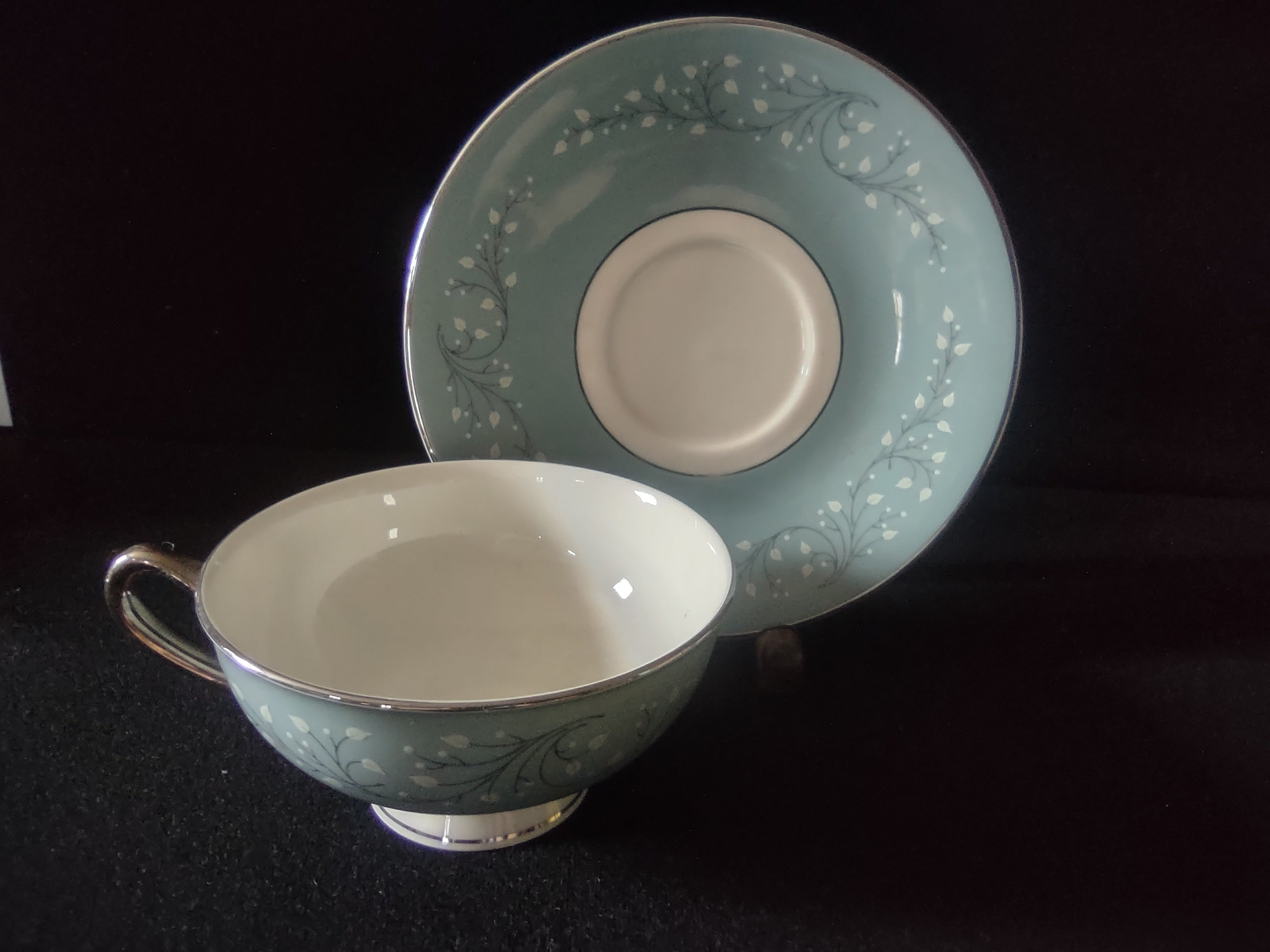 Cup and saucer set together front view