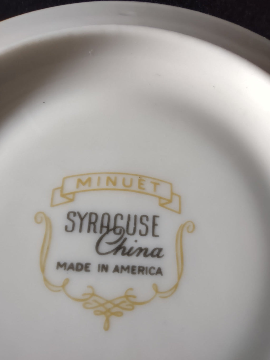 Cup bottom showing Syracuse China Made in America back stamp