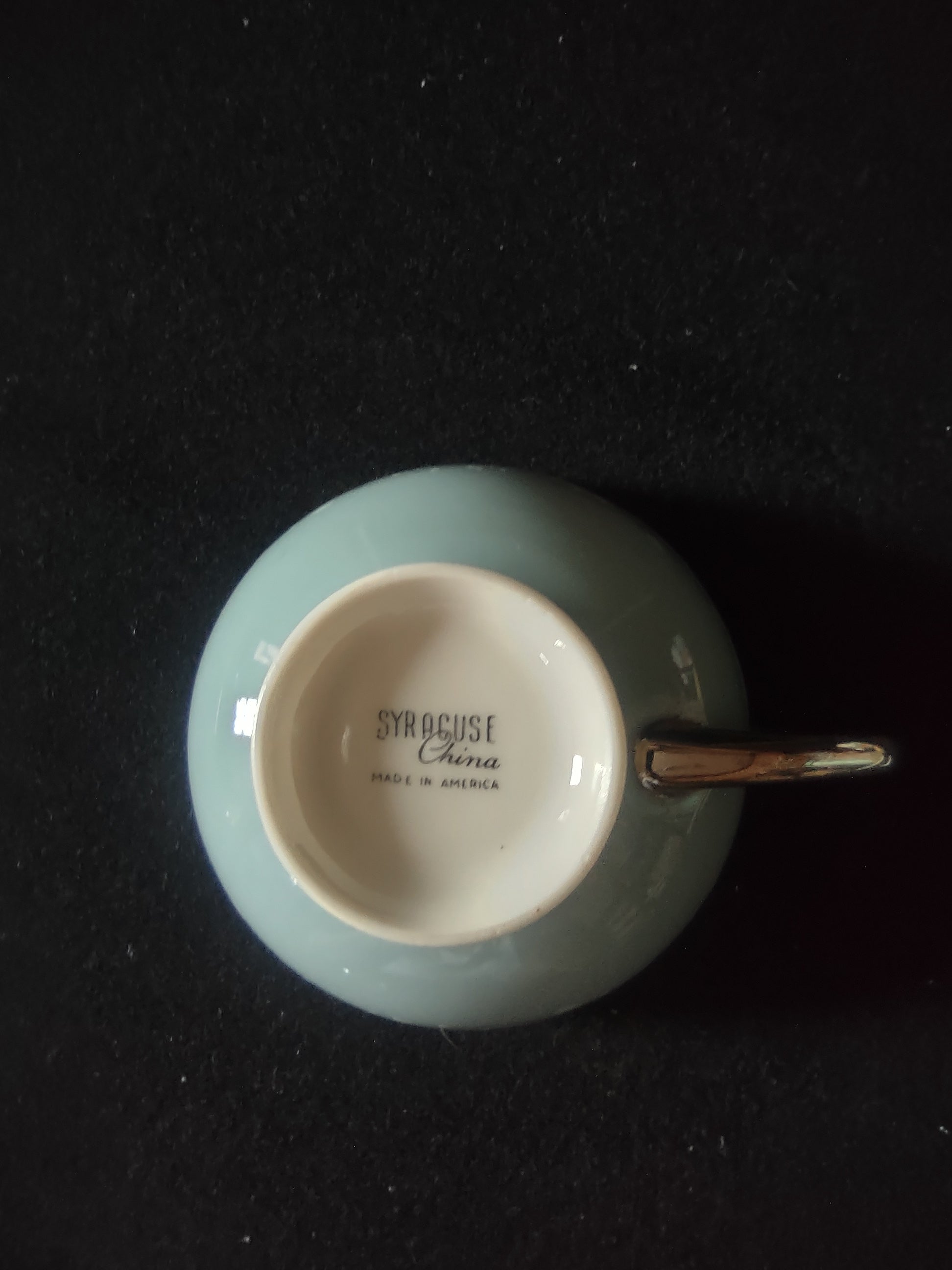Cup bottom view showing back stamp and platinum handle