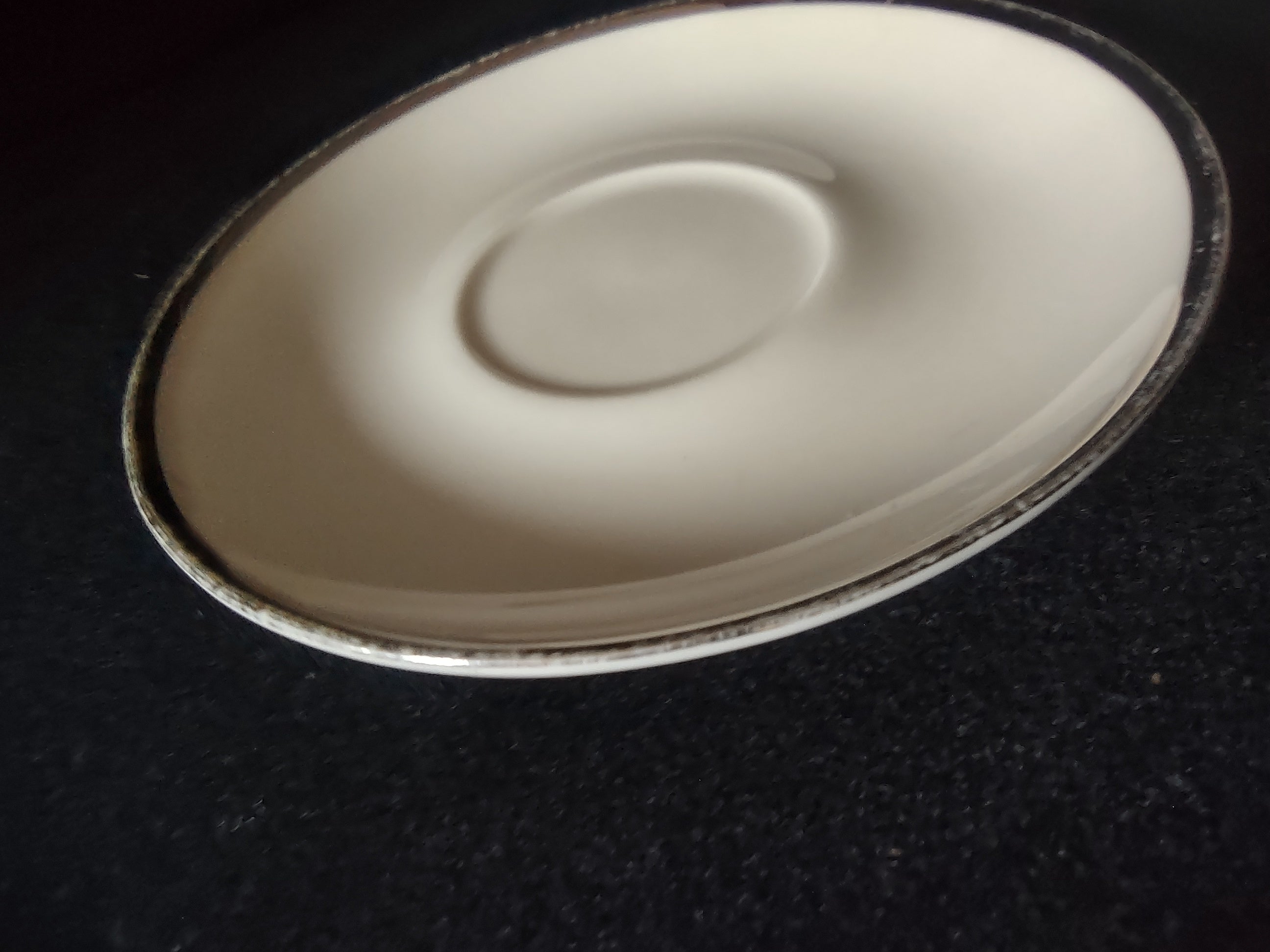Vintage Gorham Fine China Platinum Band Saucer - front view