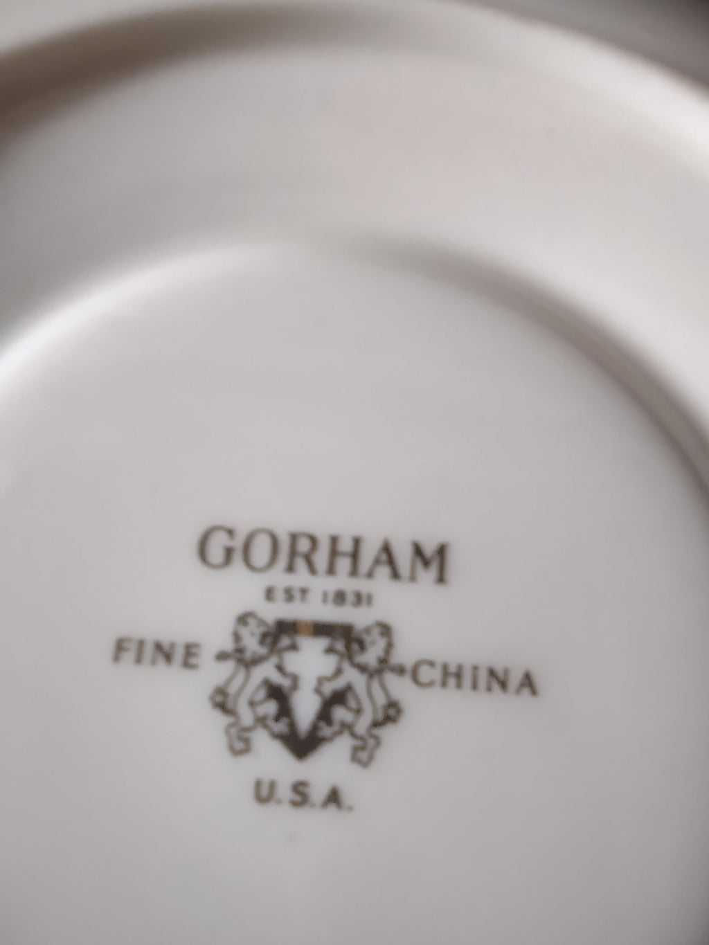 Vintage Gorham Fine China Platinum Band Saucer - angled view