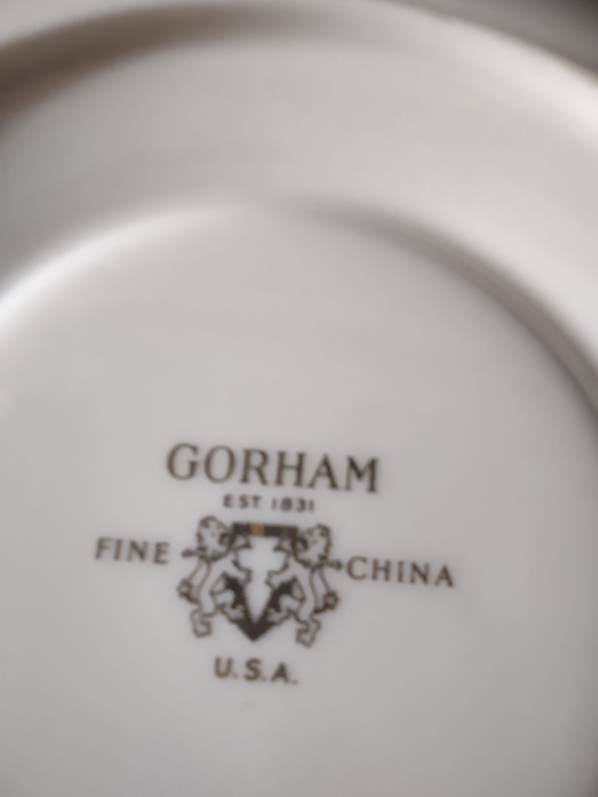 Vintage Gorham Fine China Platinum Band Saucer - angled view