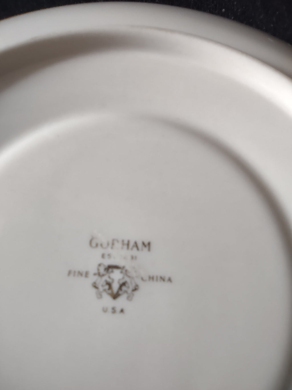 Vintage Gorham Fine China Platinum Band Saucer - angled view