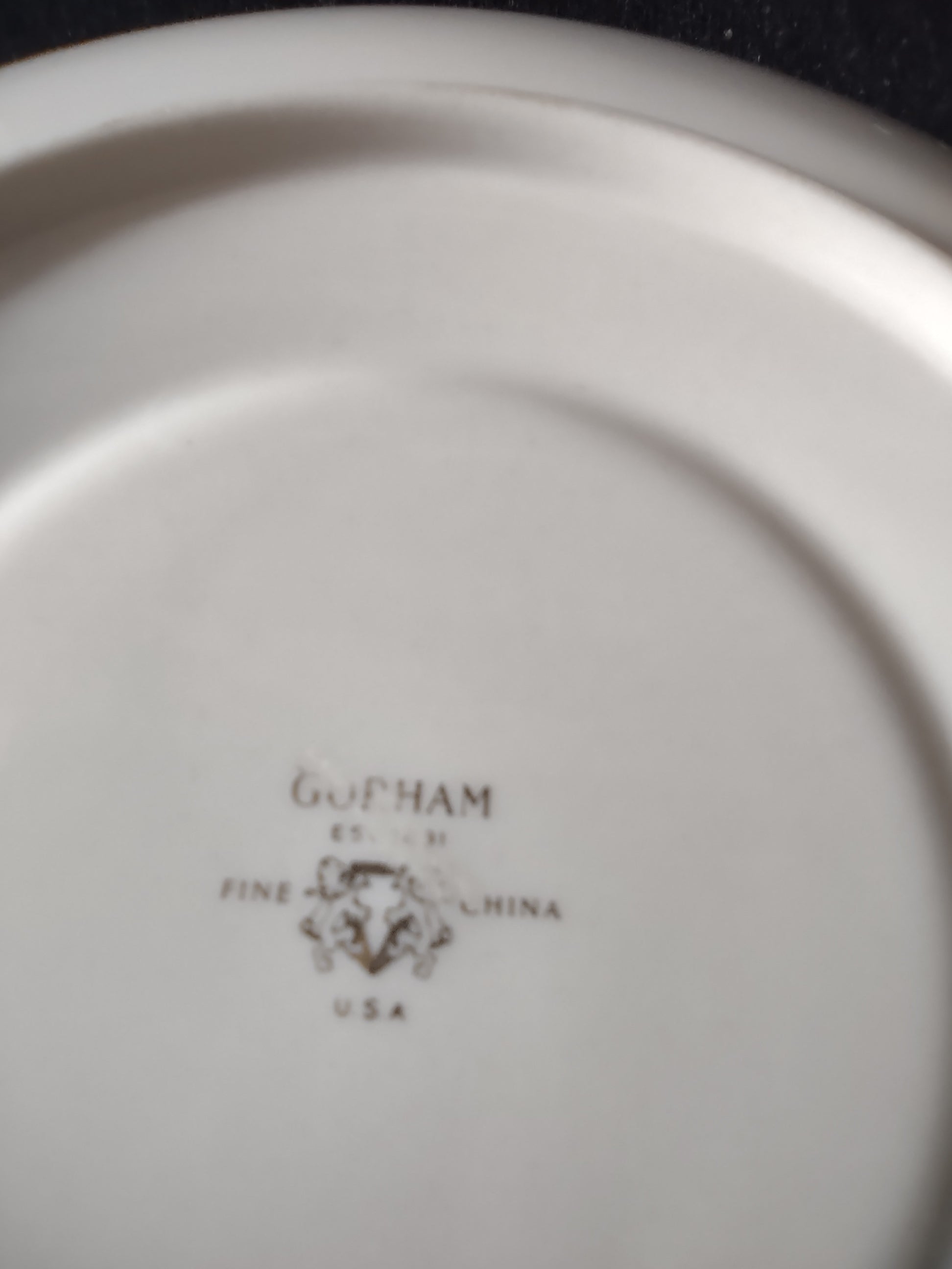 Vintage Gorham Fine China Platinum Band Saucer - angled view
