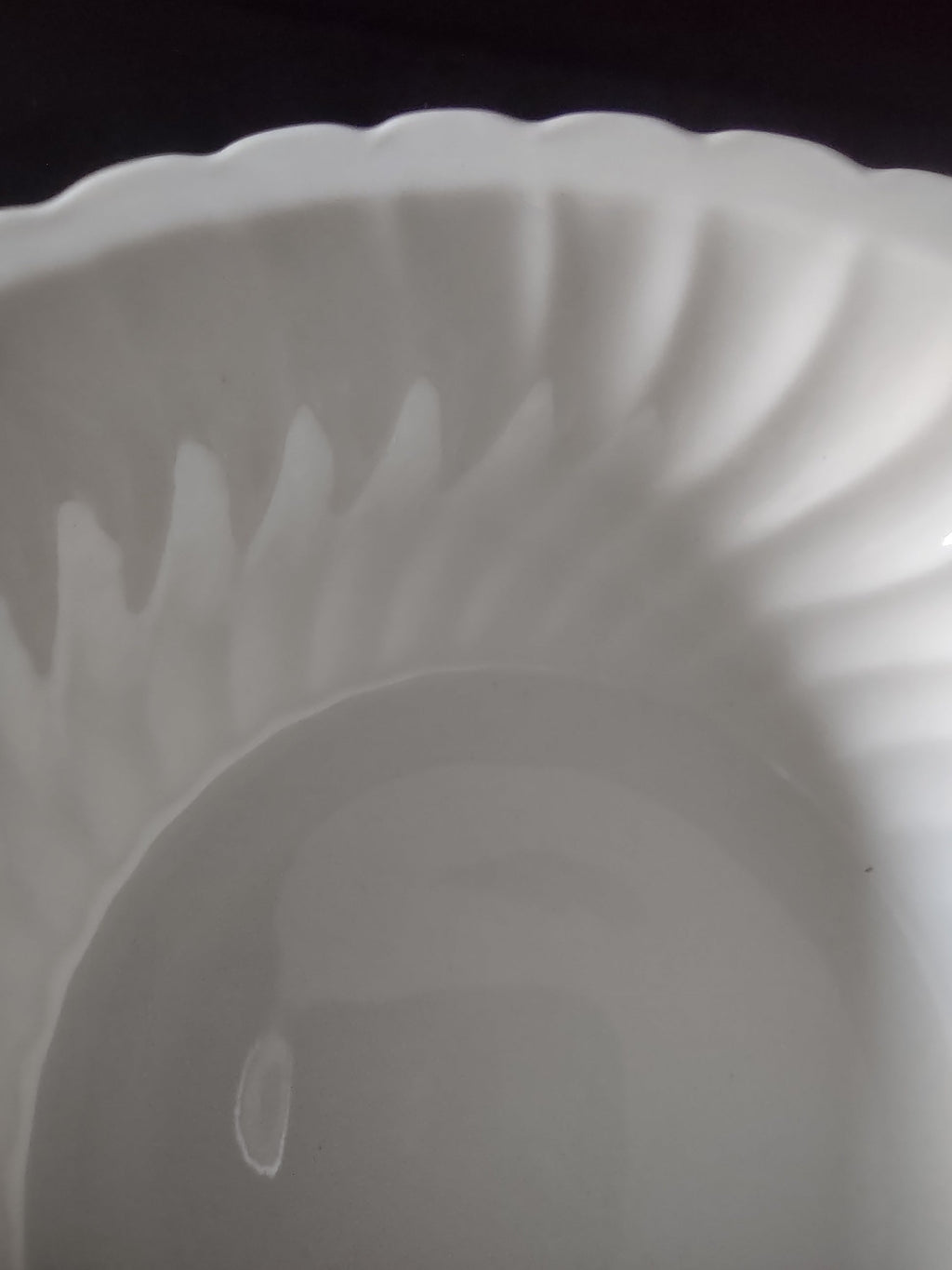 Vintage Syracuse China Swirl White Bowl - backstamp closeup