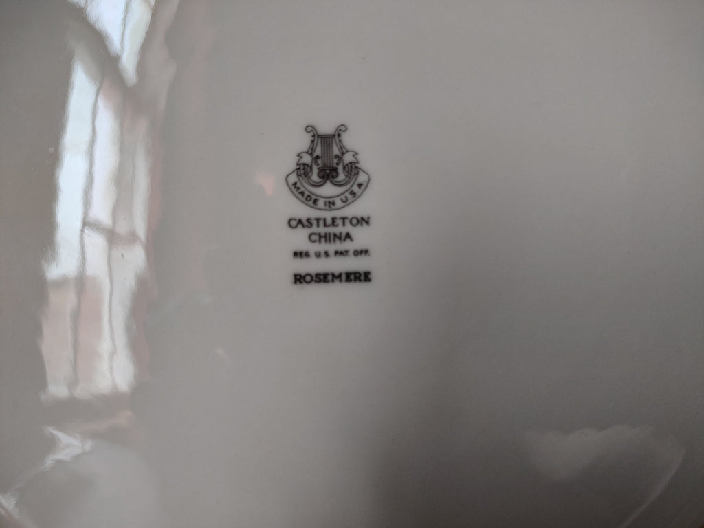 Back of Castleton China Rosemere plate showing full backstamp