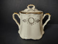 Vintage Crooksville Off-White & Gold Laurel Wreath Lidded Sugar Bowl [6982]