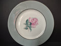 Vintage Blue & Pink Rose Bud Platinum Trim Plate [6983]