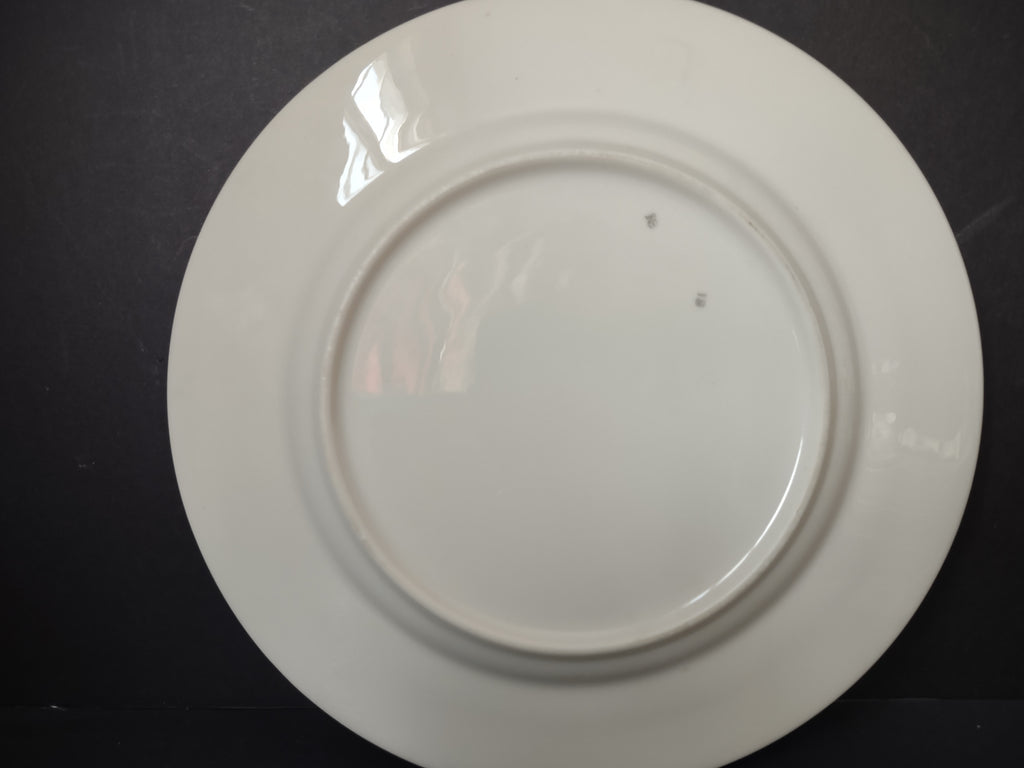 Vintage Blue & Pink Rose Bud Platinum Trim Plate [6983]