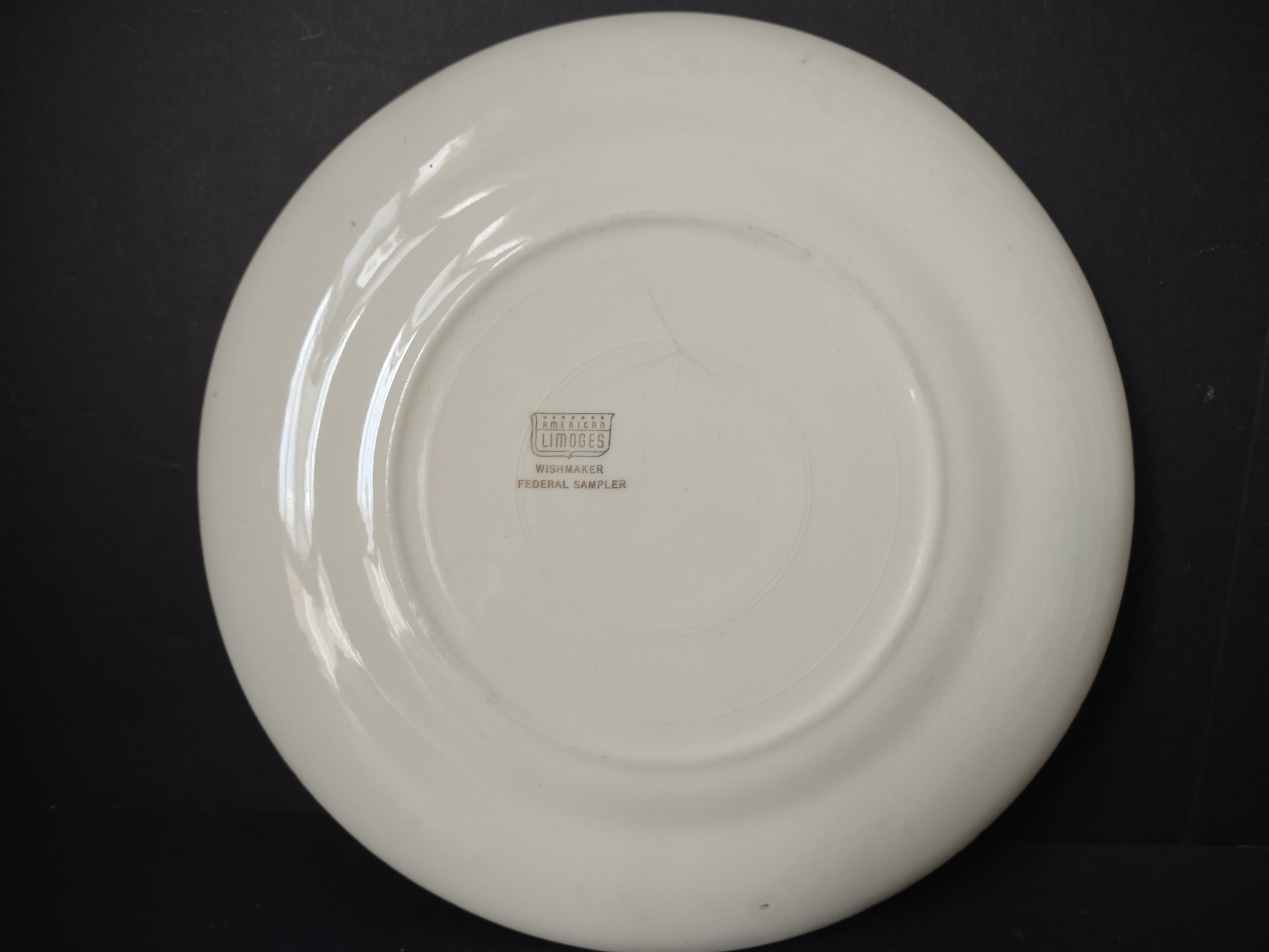 Vintage American Limoges Federal Sampler plate full backstamp view