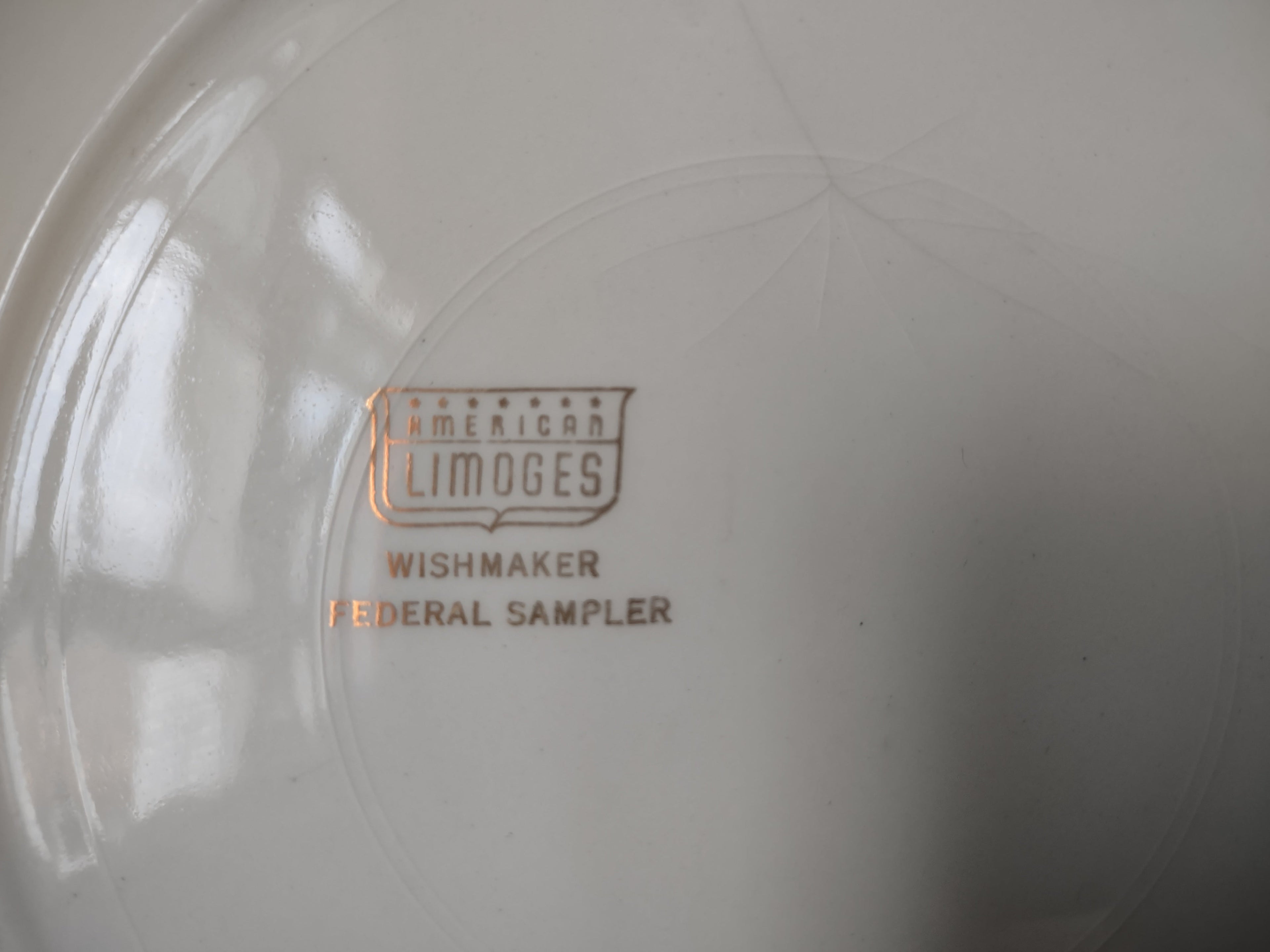 Vintage American Limoges Federal Sampler plate additional backstamp detail