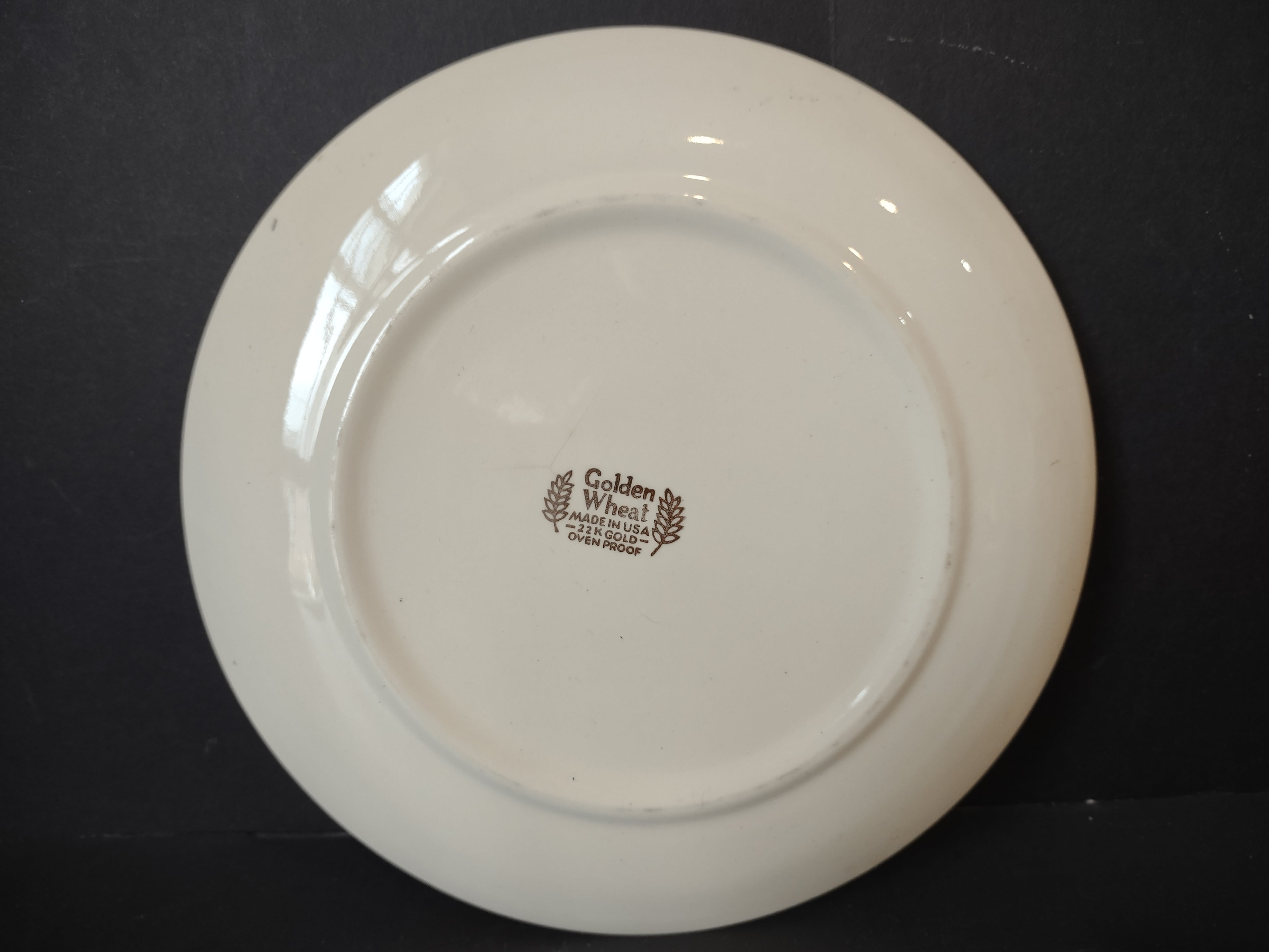 Vintage Golden Wheat 22K Gold USA 7-1/2" Plate [6969]