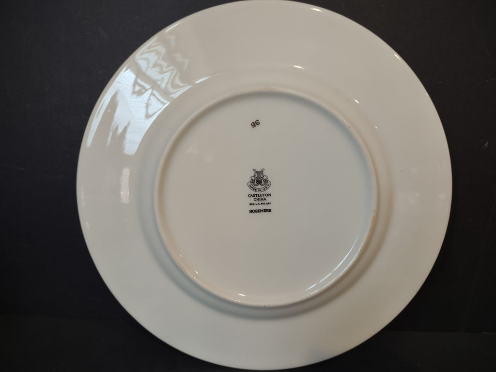 Vintage Castleton China Rosemere Pink Rose Gray Border Plate [6971]